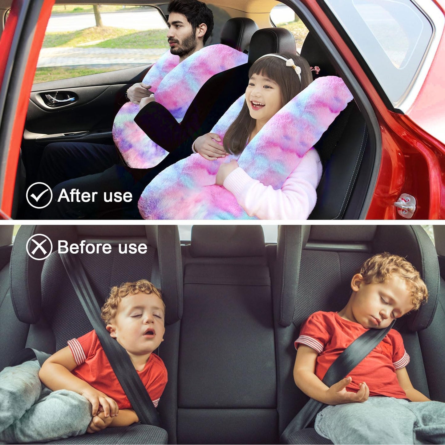 Travel Pillow, Travel Pillow for Kids, Sleeper Hold Pillow Travel, Removable U-Shaped Pillow for Adults and Children to Support Head and Body in The Back Seat of Long Car Trips (DCPurple)