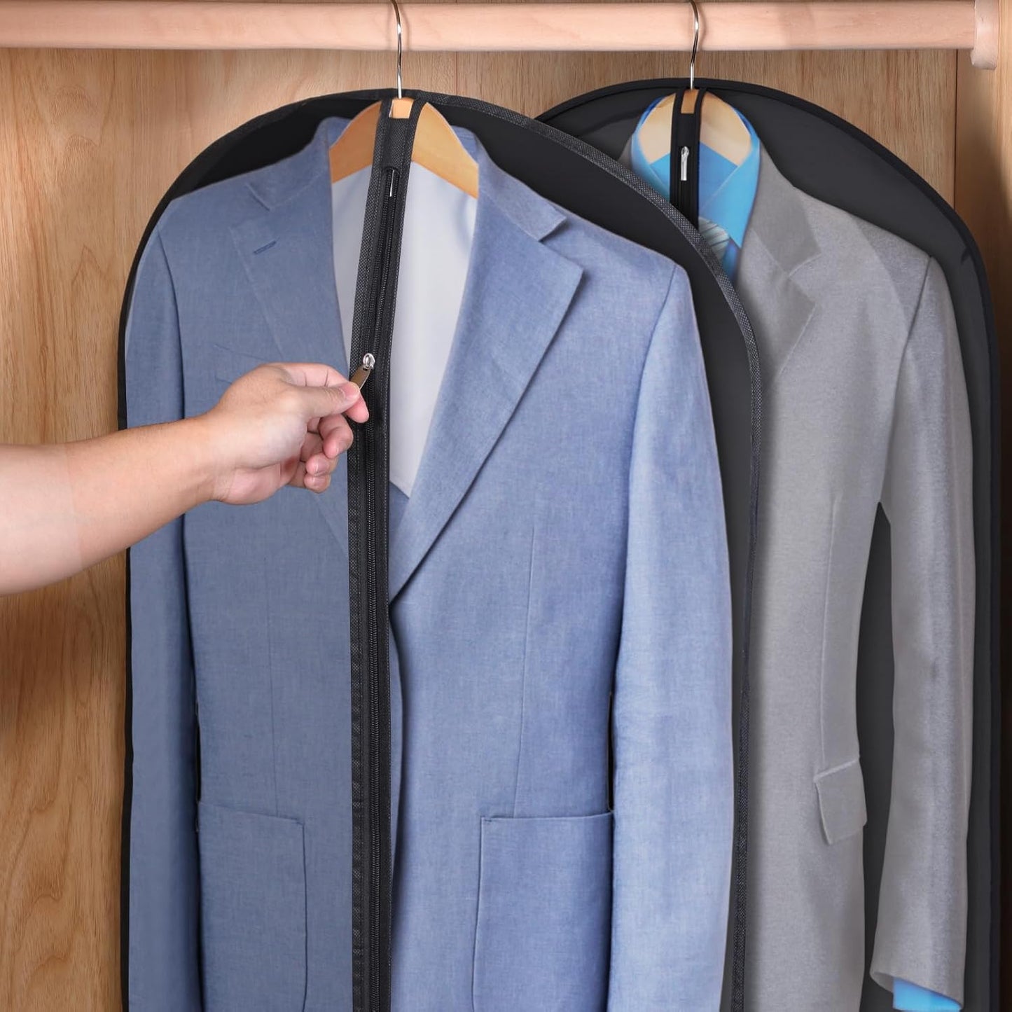 Zilink 43" Garment Bags for Hanging Clothes Clear Suit Bags for Closet Storage Garment Covers for Suits, Coats, Jackets, 16-Pack