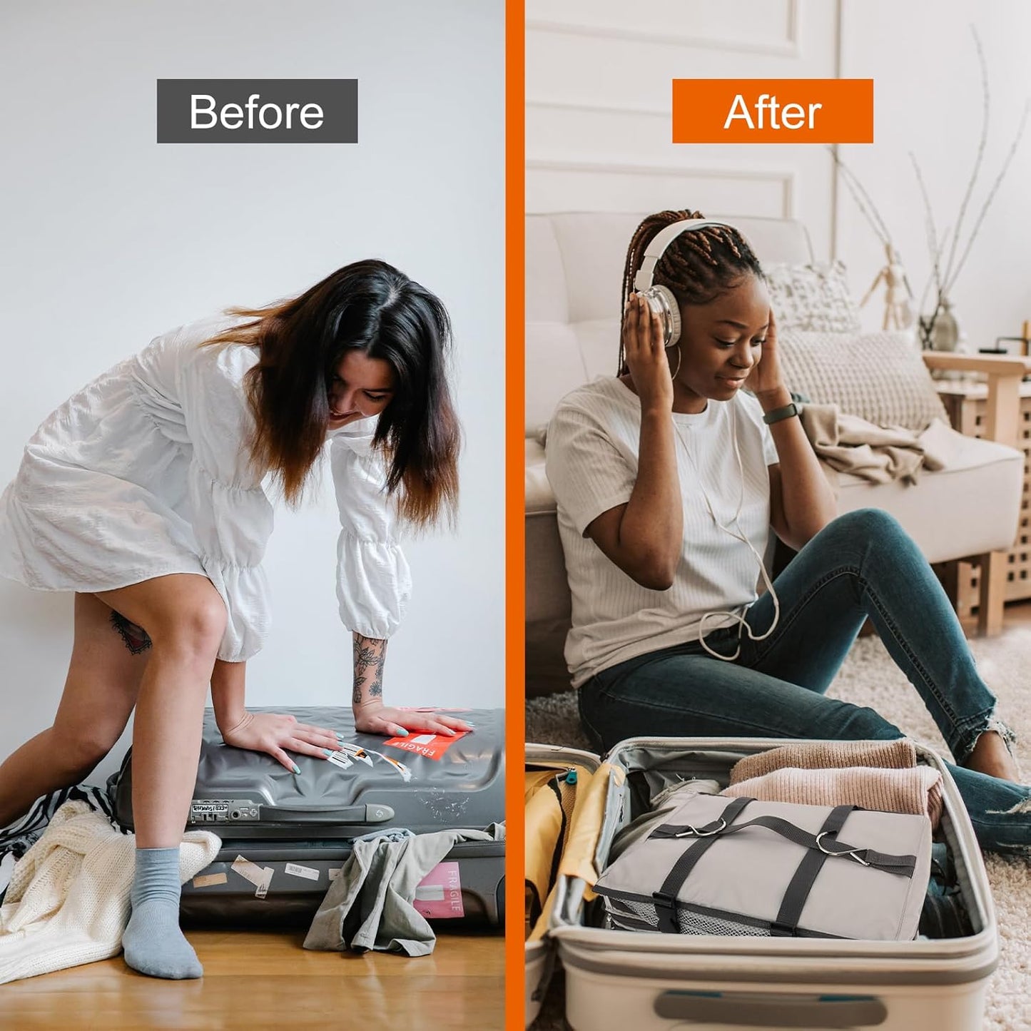 TABITORA Travel Portable Hanging Shelves Closet Organizer Packing Luggage Storage with Multifunctional and Foldable Invisible Compartment,Lightweight, for Suitcase, RV,Closet…lightgrey,XXL