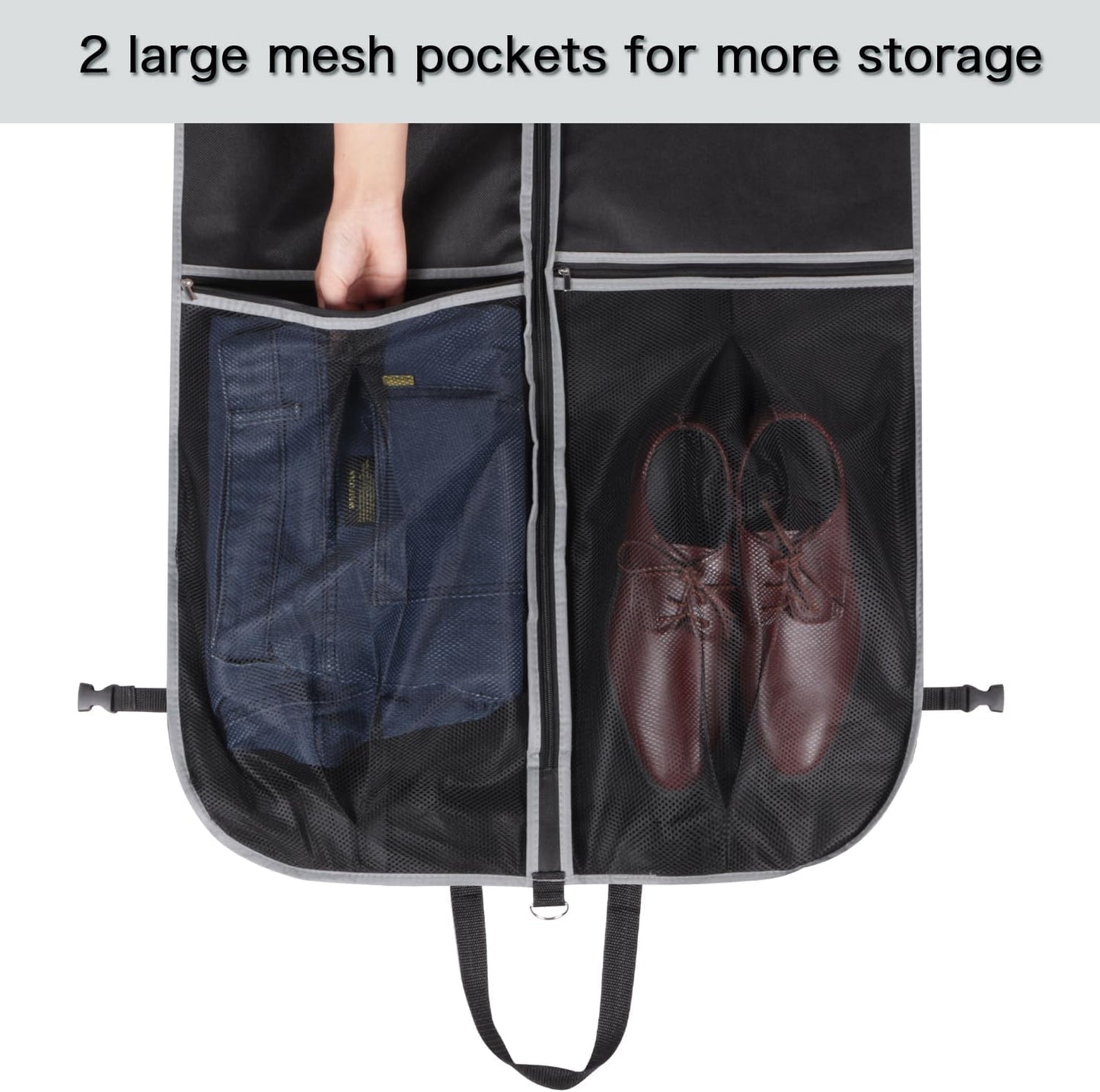 Zilink Upgrade 43" Garment Bag for Suit, Leather,Fur, Mink Coat and Sweater with 3.9" Gusset and Stable Buckles Heavy Duty, Hanging, Breathable, Foldable Travel and Wardrobe Clothes Protector