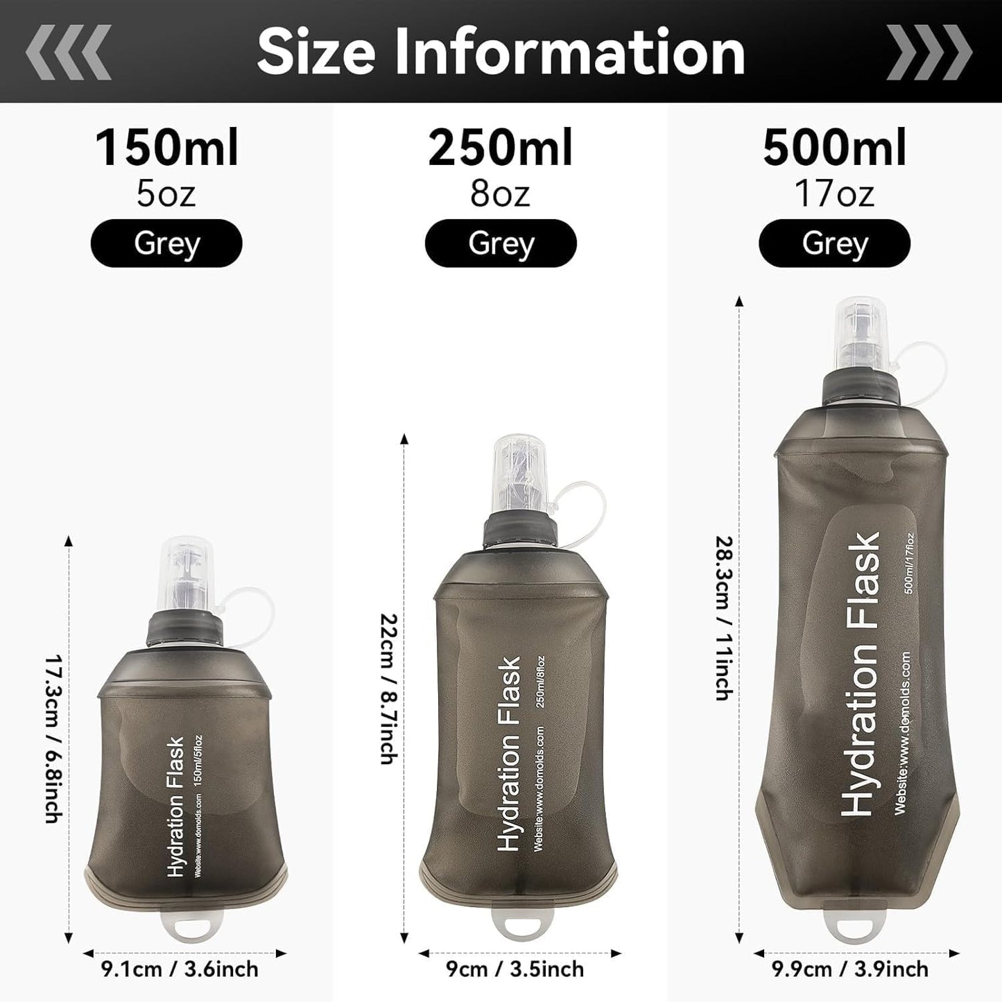 AXEN Soft Flask TPU Foldable Running Hydration Flask, Soft Collapsible Water Bottle for Hydration Pack Cycling Marathon Running Hiking