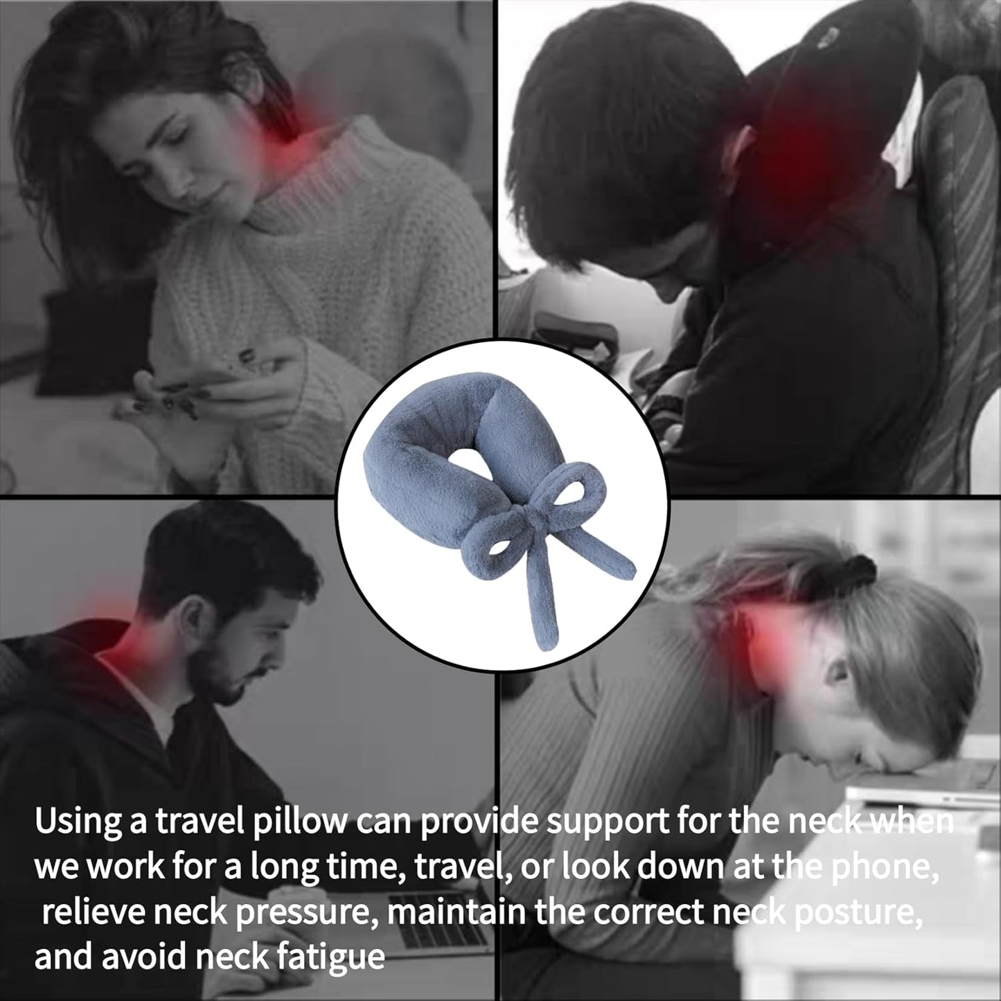 Travel Pillow Multifunctional Airplane Travel Neck Pillow Provides Neck and Lumbar Support During Travel Airplane Pillow Gray