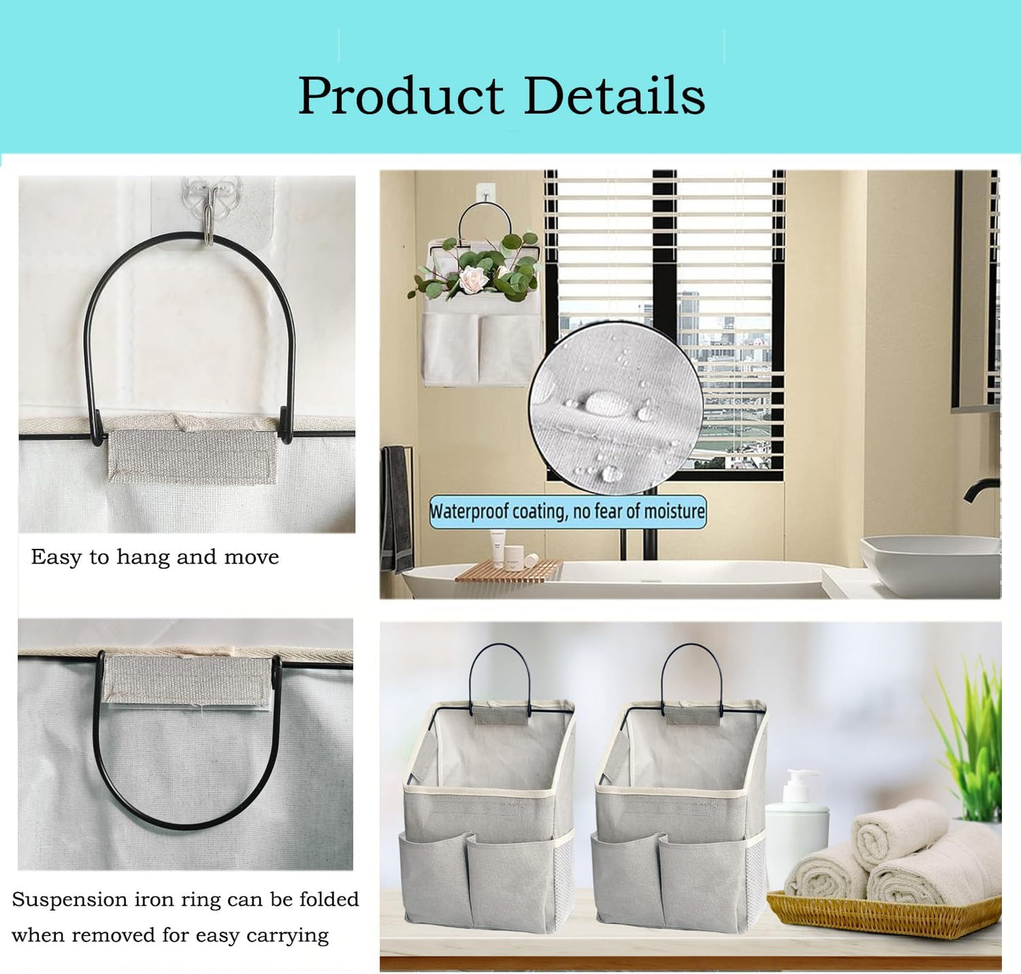 Wall Hanging Storage Bag,Wall Hanging Organizer Bags with Pockets, Wall Organizer Storage for Dormitory Bathroom Bedroom Kitchen (White 1)