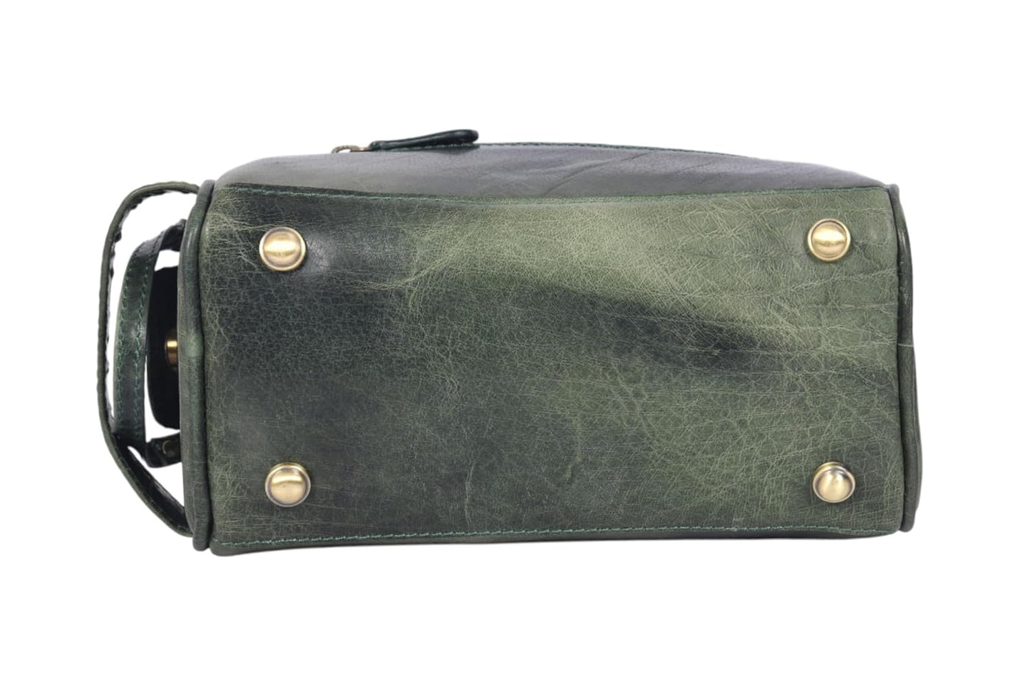 10" Premium Leather Toiletry Travel Pouch With Waterproof Lining | King-Size Handcrafted Vintage Dopp kit By Aaron Leather Goods (Seaweed Green)
