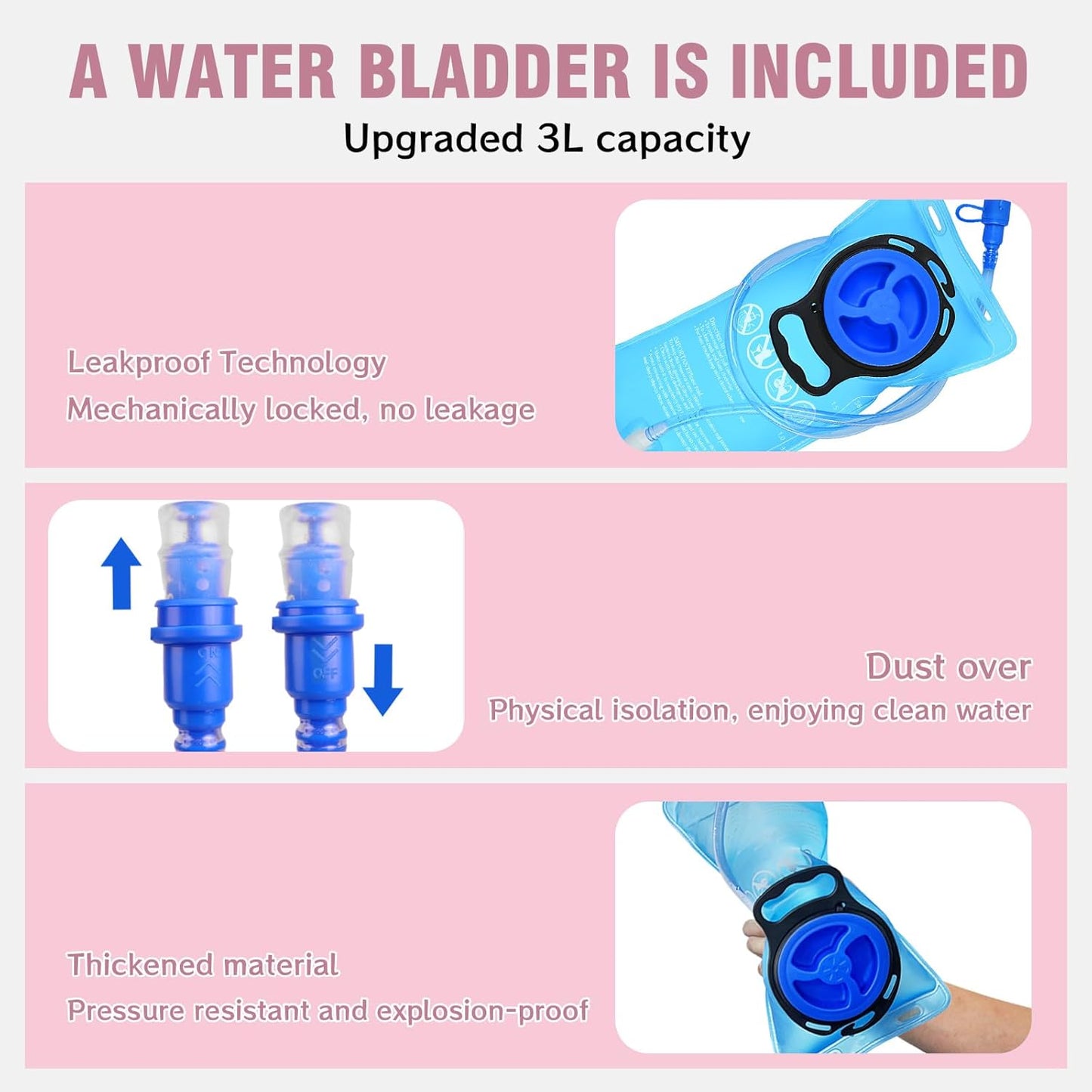 Zavothy 18L Hydration Backpack with 3L Water Bladder – Waterproof Hiking Pack with Insulated Bladder Compartment, Hidden Helmet Holder & Rain Cover – for Running, Cycling, and Camping