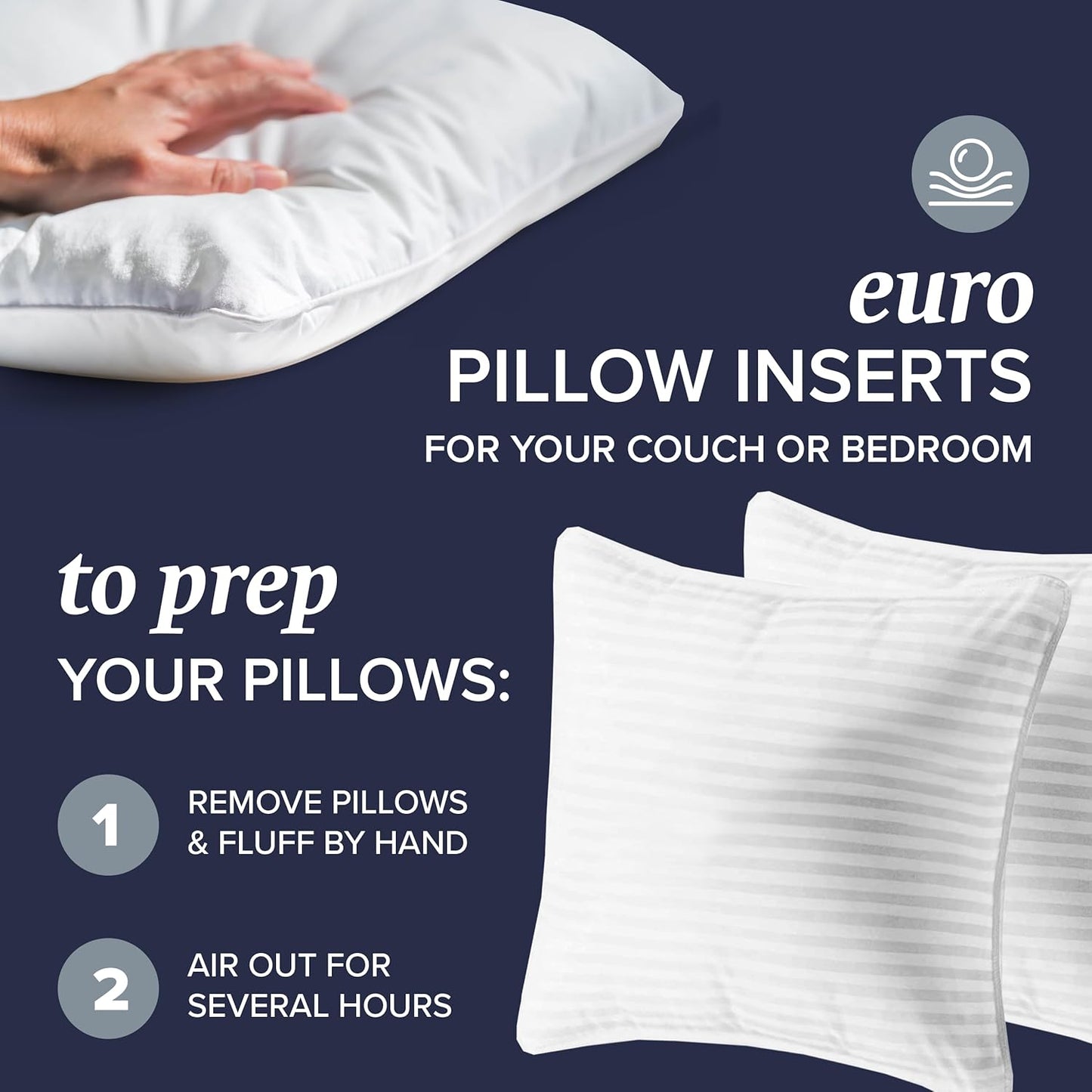 Beckham Hotel Collection Euro Size Throw Pillows (Set of 2), 26 x 26 Down Alternative Pillow Insert for Bed, Couch, and Sofa