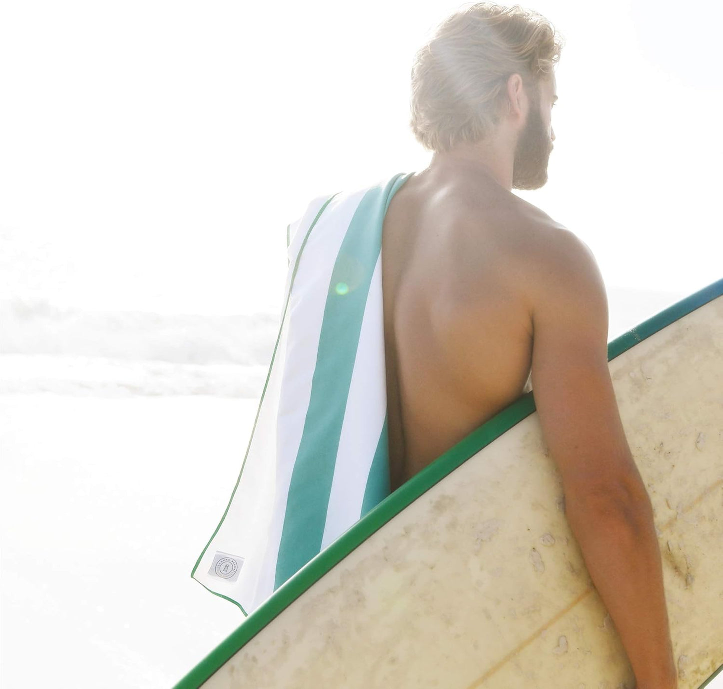 Emerald Microfiber Beach Towel by Laguna Beach Textile Co - Sand Free, Light Weight Striped Pool Towel - Perfect for Yoga, Gym, Beach, Pool - Extra Large, 35" x 75" - Aqua Blue