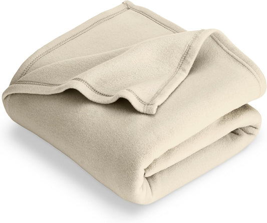 Bare Home Polar Fleece Blanket - King - Oyster - Warm & Cozy - Premium Fleece - Throw for Bed, Sofa, Camping, Travel and Cold Nights - Lightweight Blanket (King, Oyster)