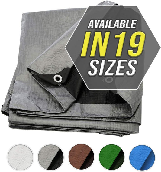 Large Waterproof Tarp - Heavy Duty 10 Mil Thick Poly Tarpaulin Ideal for Canopy Tents, Boats, RV or Pool Covers - Multipurpose Protective Tarps with Grommets for Indoor and Outdoor Use | 100' x 100'