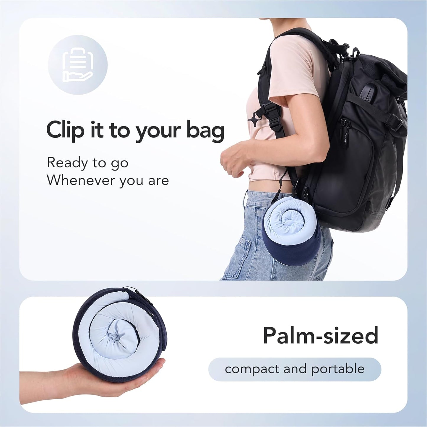 Travel Pillow, 100% Pure Memory Foam Travel Neck Pillow Airplane Neck Support Ergonomic Design for Traveling Suitable for Airplanes,Offices and Cars (Blue)