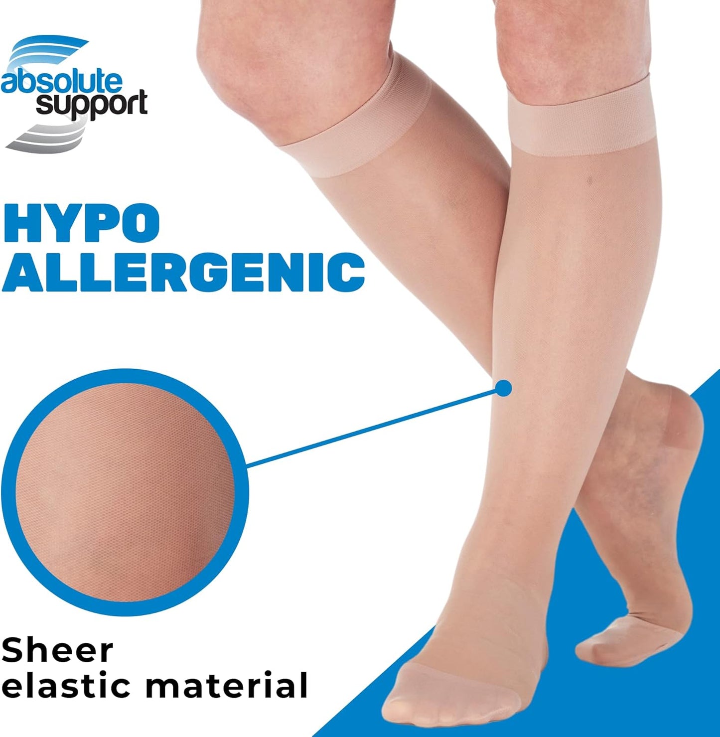 (3 Pairs - Closed Toe) Made in USA - Compression Stockings for Women 15-20mmHg - Sheer Compression Socks for Edema, Pregnancy, Diabetic, Post Surgery Recovery - Nude, Small - A101NU1-3