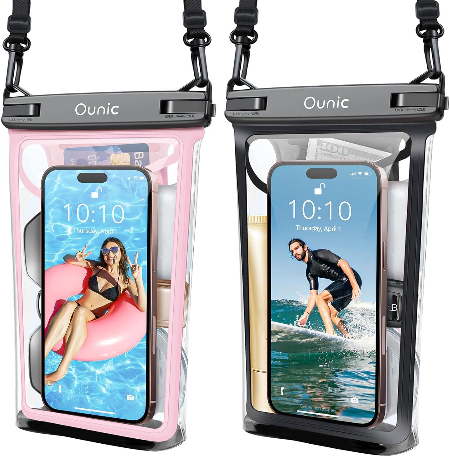 Large Waterproof Phone Pouch, Floating Waterproof Pouch for iPhone 16 15 14 13 12 Pro Max Galaxy S25 S24 S23, Adjustable Lanyard, IPX8 Waterproof Bag for Beach Cruise Swimming Rafting Boating