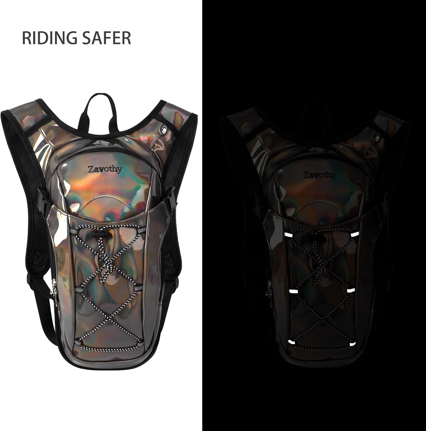Reflective Hydration Backpack, Hydration Pack - Water Backpack with 2L/3L Hydration Bladder, Essential for Festivals - Rave Hydration Pack for Hiking, Running, Cycling, and Festivals