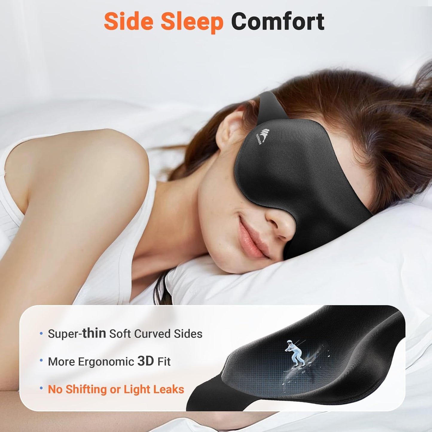 Eye Masks for Sleep Light Blocking: Lightweight 3D Contoured Eye Mask for Lash Extensions - Adjustable Strap Washable Zero Pressure - Perfect for Men Women Airplane Travel Yoga Meditation (Black)