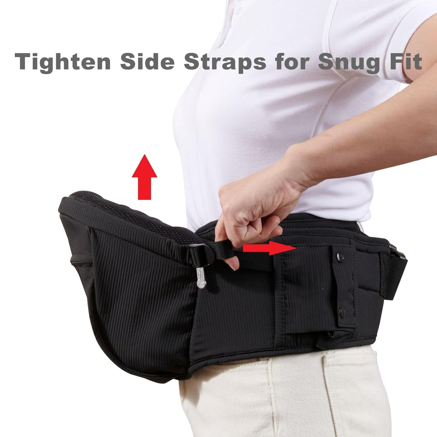 Sunveno Hip Baby Carrier with Seat,Ergonomic Baby Hip Carrier, Front-Facing Baby Holder, Anti-Slip Seat Surface, Wide and Adjustable Waistband, Multiple Pockets, Newborn to Toddler up to 45lbs, Black