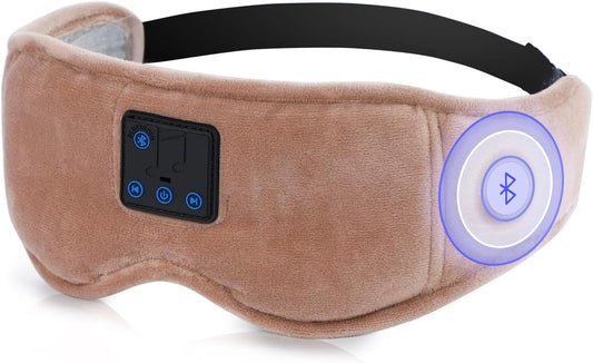 Sleep Mask with Bluetooth Headphones 3D Contour Sleeping Headphones 5.4 Wireless Bluetooth, Ultra-Thin Stereo Speakers Blackout Eye Masks for Men Women Travel Sleep