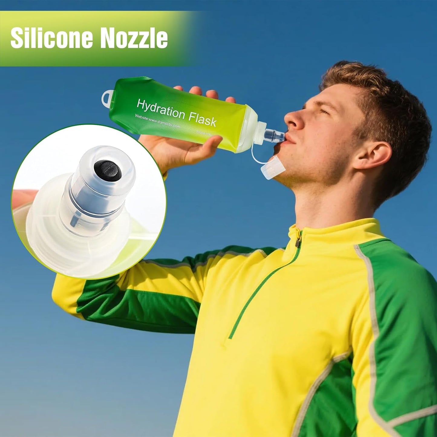 AXEN Soft Flask TPU Foldable Running Hydration Flask, Soft Collapsible Water Bottle for Hydration Pack Cycling Marathon Running Hiking