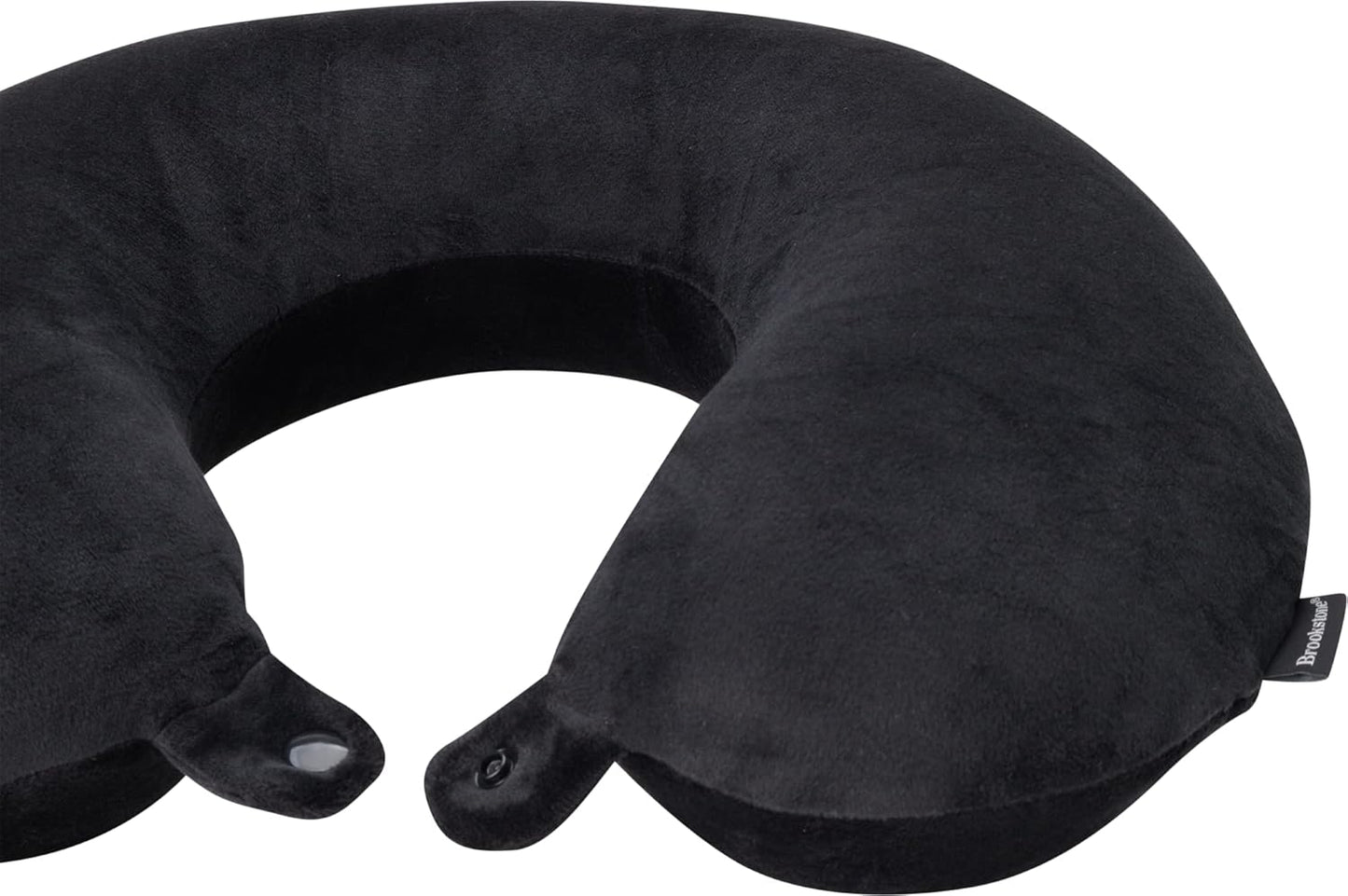 Brookstone Travel Neck Pillow - Lightweight Fleece Casing U-Shaped Stuffable Memory Foam Travel Pillow for Sleeping and Neck Support, Black