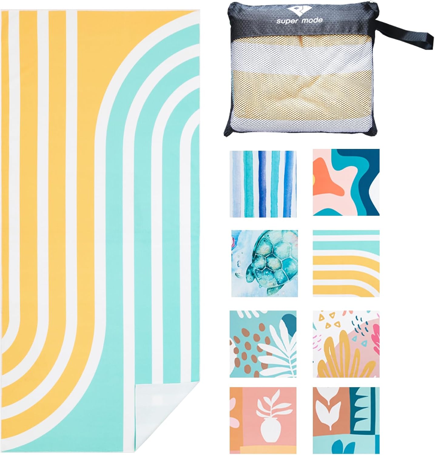 PY SUPER MODE Beach Towel - 75 x 35 inches Quick Dry Microfiber Beach Towels Oversized, Lightweight Soft and Absorbent Bath Towel Suitable for Swimming Camping for Adults