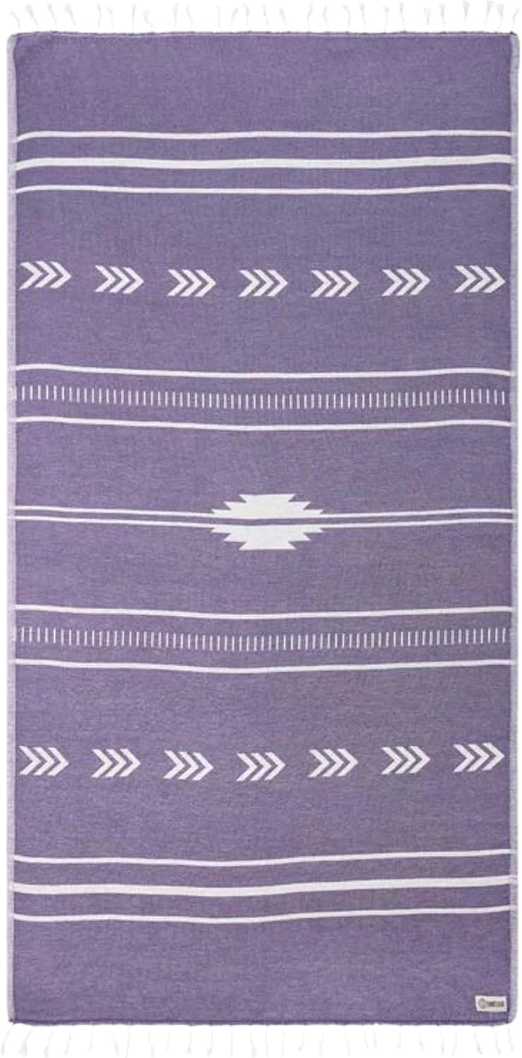 Sand Cloud Turkish Beach Towel - Sand Free - 100% Organic Turkish Cotton Yarn - Quick Dry Towel for Beach, Picnic, Blanket or Bath Towel - As Seen on Shark Tank - Santa Fe (Purple)