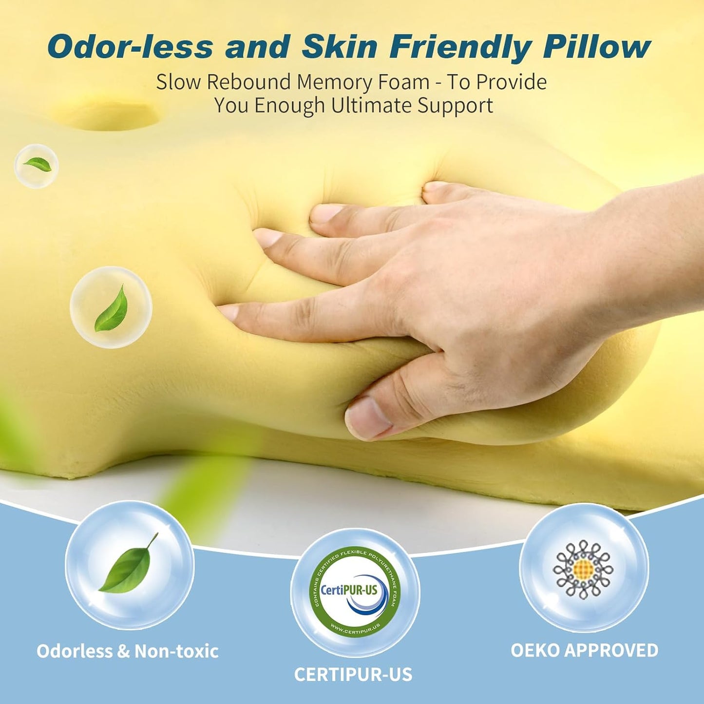Cervical Neck Pillow for Pain Relief - Cooling Ergonomic Neck Support Pillow for Sleeping, Orthopedic Contour Memory Foam Pillows for Side, Back & Stomach Sleepers with Pillowcase