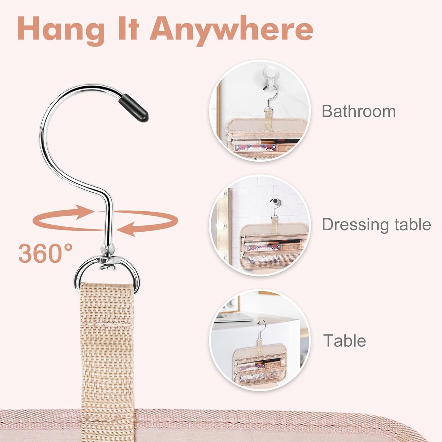 Wedama Toiletry Bag for Women, Medium Cosmetic Travel Bag, Hanging Toiletry Bag for Bathroom, PVC Waterproof Makeup Bag, Toiletries Bag for Travel Business Trips and Camping, Leopard Print