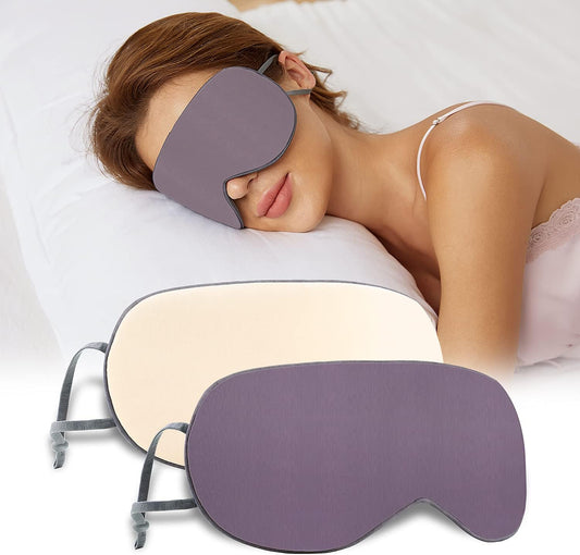 Sleeping Mask 2 Pack, Warm, Cool Double-Sided Use of Sleep Mask, Super Soft Blindfold with Adjustable Strap, Block Out Light, Comfort Sleep Eye Mask for Travel Meditation Nap