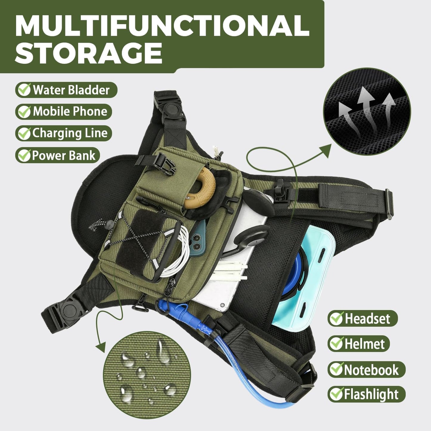 USA Original Patent Running Hydration Vest Backpack, Lightweight Chest Pack with 2.0L Water Bladder Bag Daypack for Hiking Running Cycling Race Marathon for Women Men