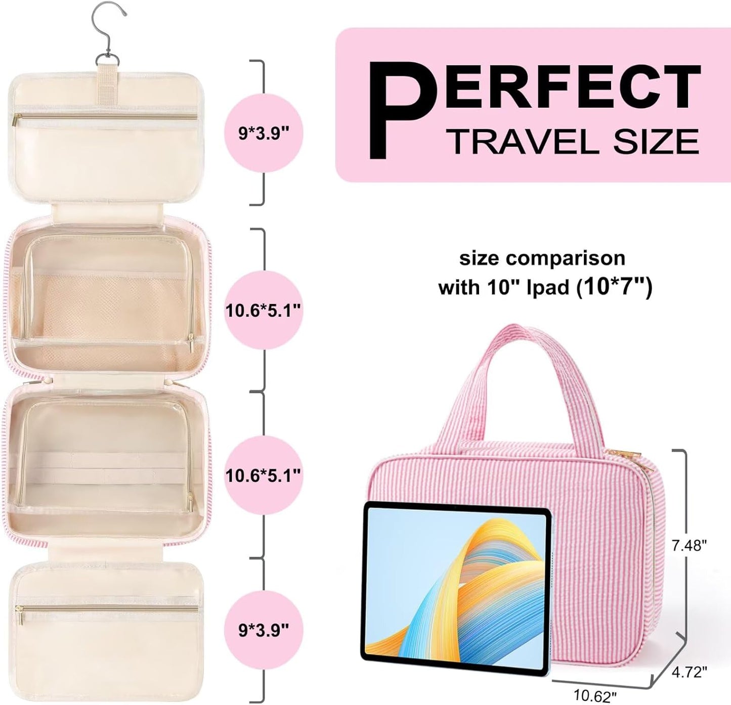 TOPEAST Hanging Toiletry Bag for Women - Initial Travel Toiletry Bag, Large Capacity Personalized Toiletry Bag for Traveling Women, Travel Essentials Travel Toiletry Bag, Travel Gifts for Women