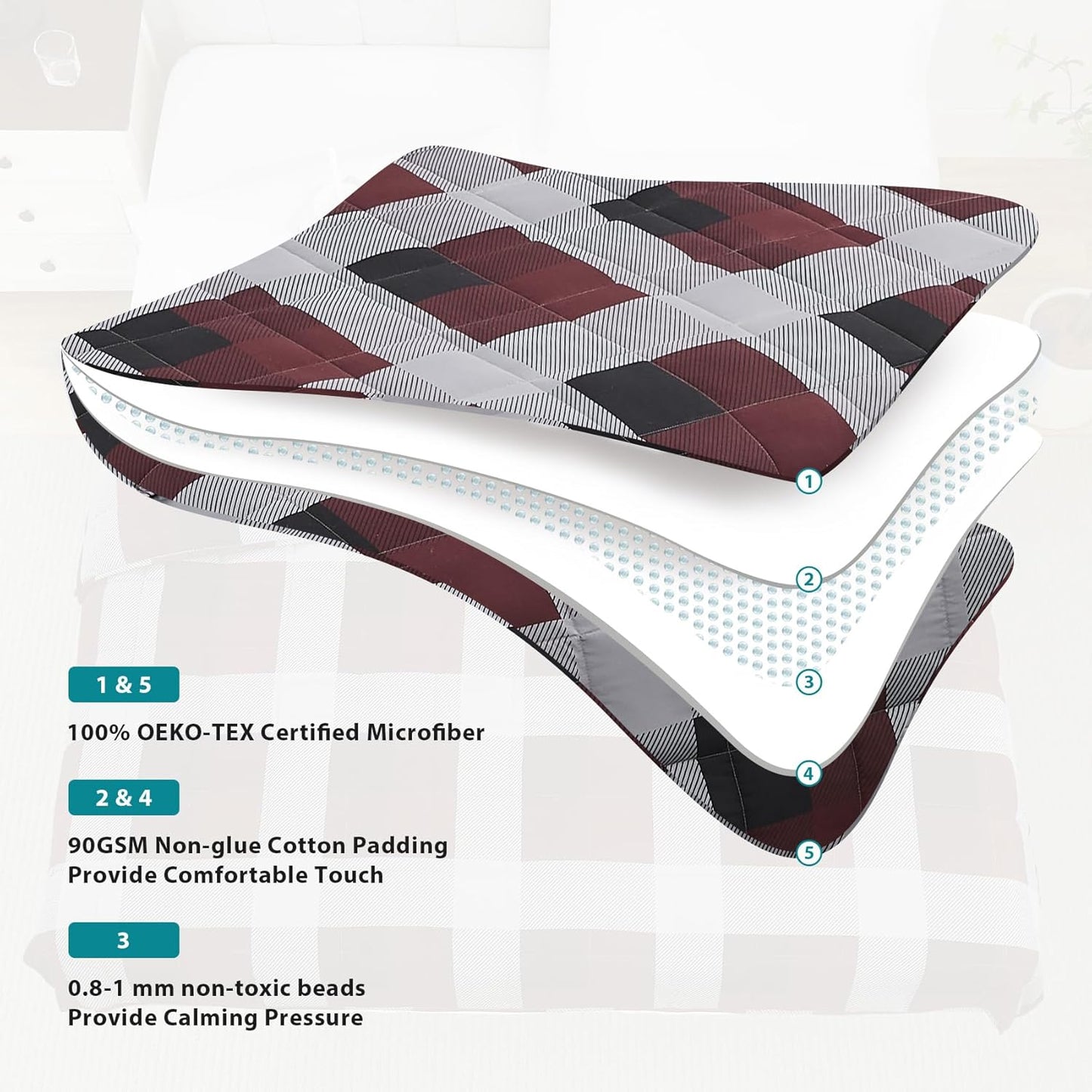 L'AGRATY Weighted Blanket - 48"x72" 15lbs Cooling Breathable Heavy Blanket Microfiber Material with Glass Beads for Adult All-Season Summer Fall Winter Soft Thick Comfort