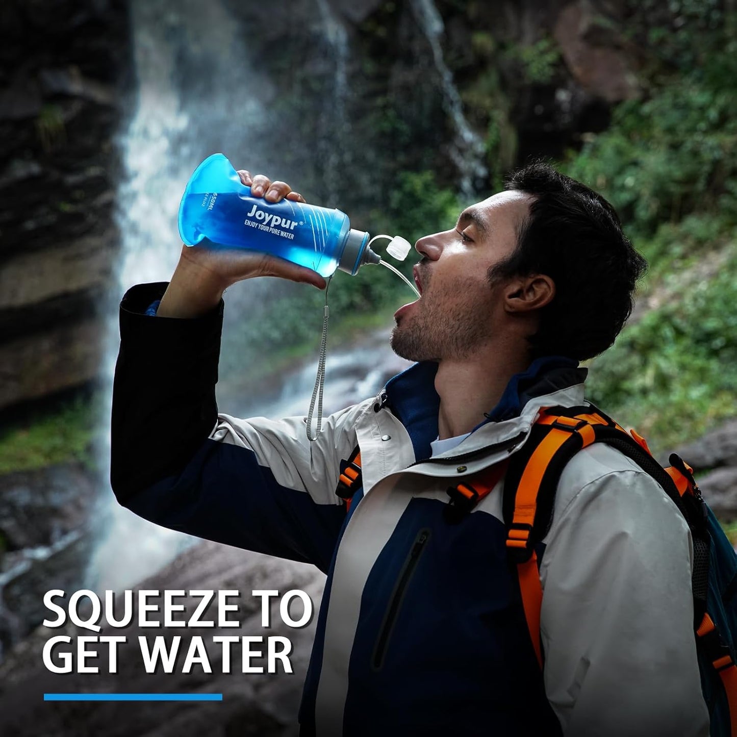 Water Filter Bottle Survival - 650/1000/2000ml Collapsible Water Bottle with NSF/FDA Certification with Filter Squeeze Water Filter Bottle Portable Water Filter Hiking Backpacking Camping