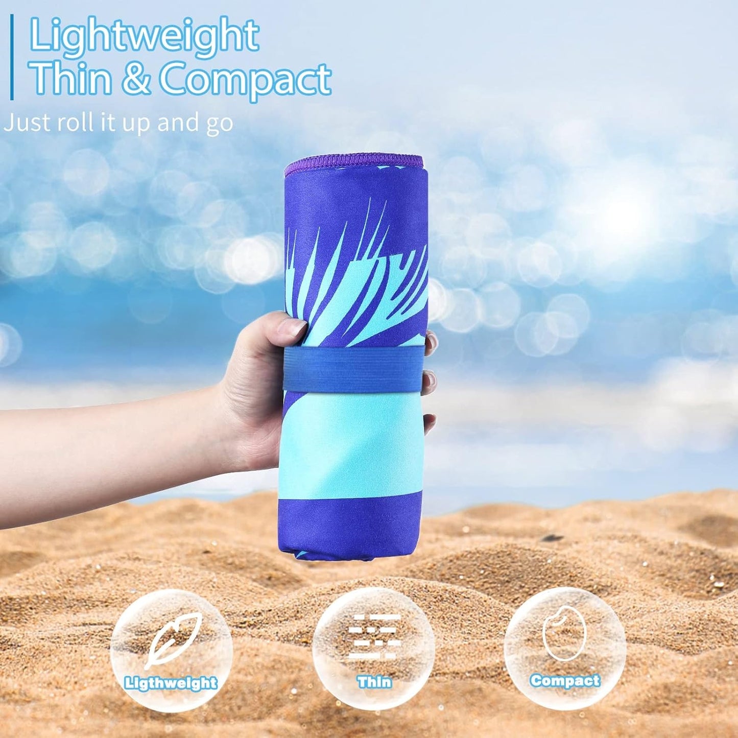 6 Pack Microfiber Oversized Lightweight Beach Towel 71"x32" Extra Thin Large Sand Free Towels Travel Swim Pool Yoga Gym for Adults Women Men Beach Essentials Accessories Vacation Gift