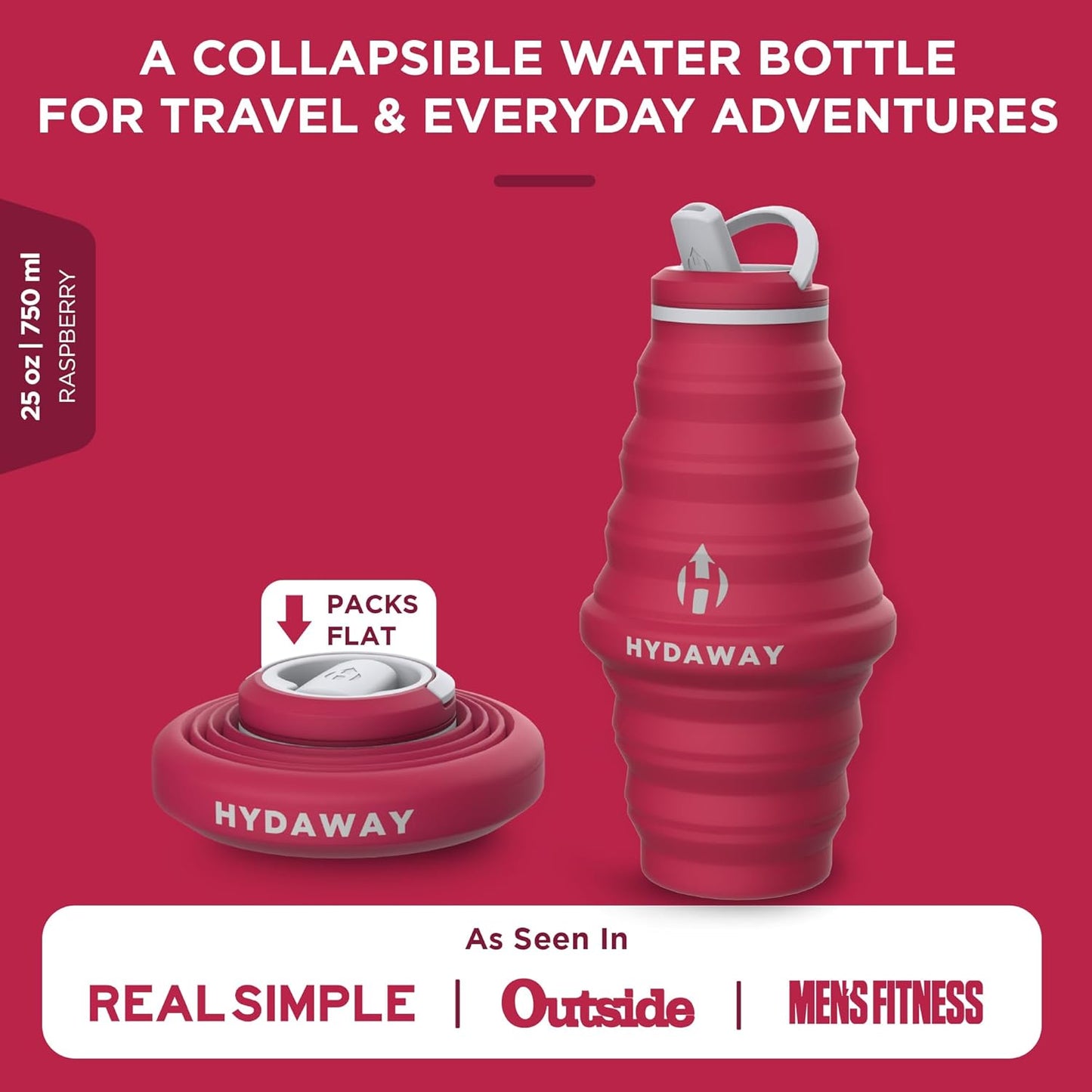 HYDAWAY 25oz Collapsible Water Bottle - BPA-Free, Leakproof, Lightweight, and Space-Saving - Perfect for Hiking, Travel, and All-Day Hydration