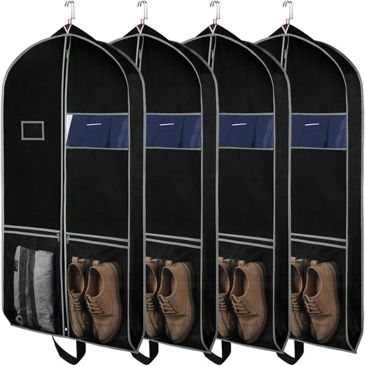 Zilink Garment Bags Suit Bag for Travel and Storage 43 inches Suit Cover Protector for Closet with 2 Large Pockets and 2 Carry Handles for Suit Coat, Dress, Set of 4
