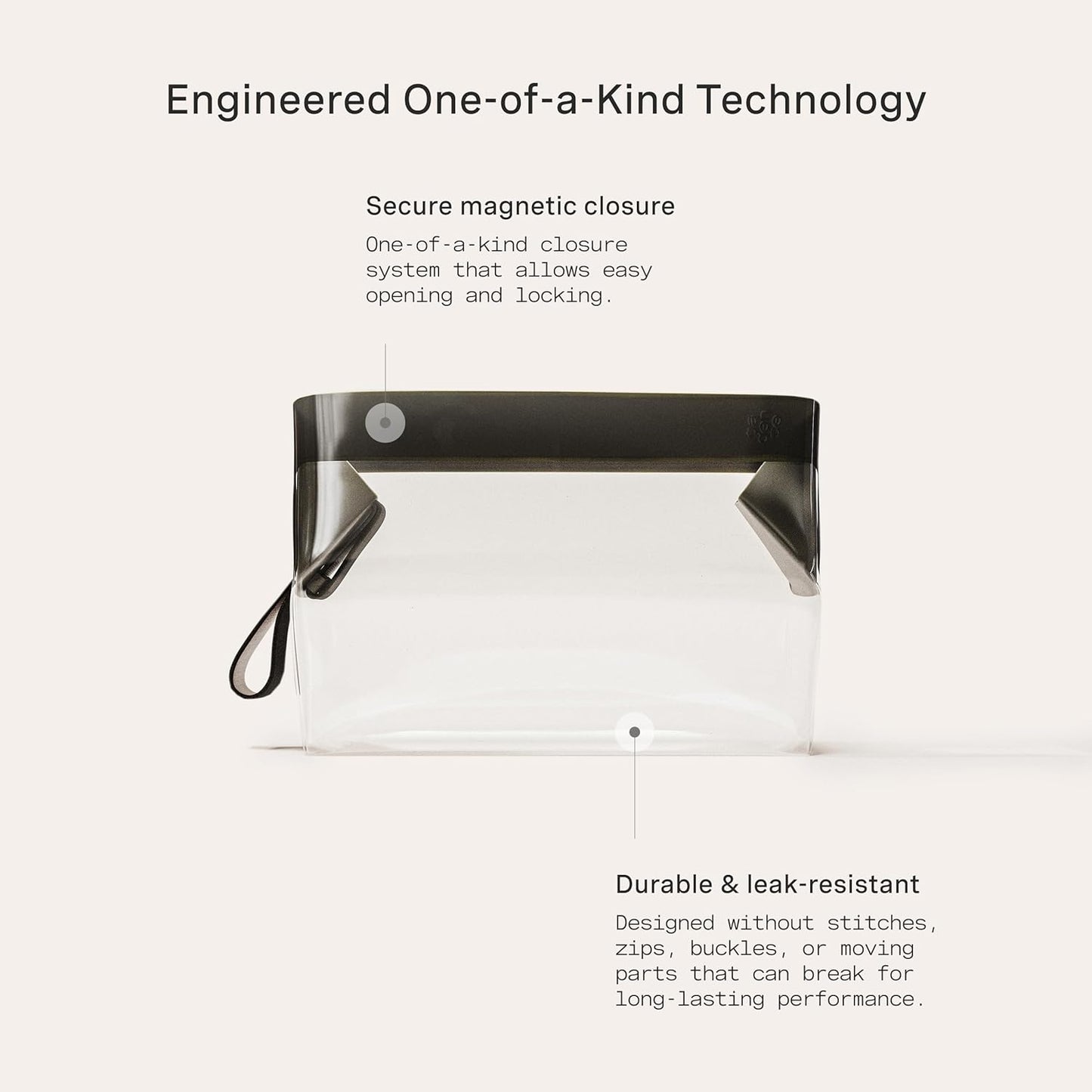 Cadence Parcel - Clear Dopp Kit with Magnetic Closure - Durable and Leak-Resistant Travel Toiletry Kit - Modular Design