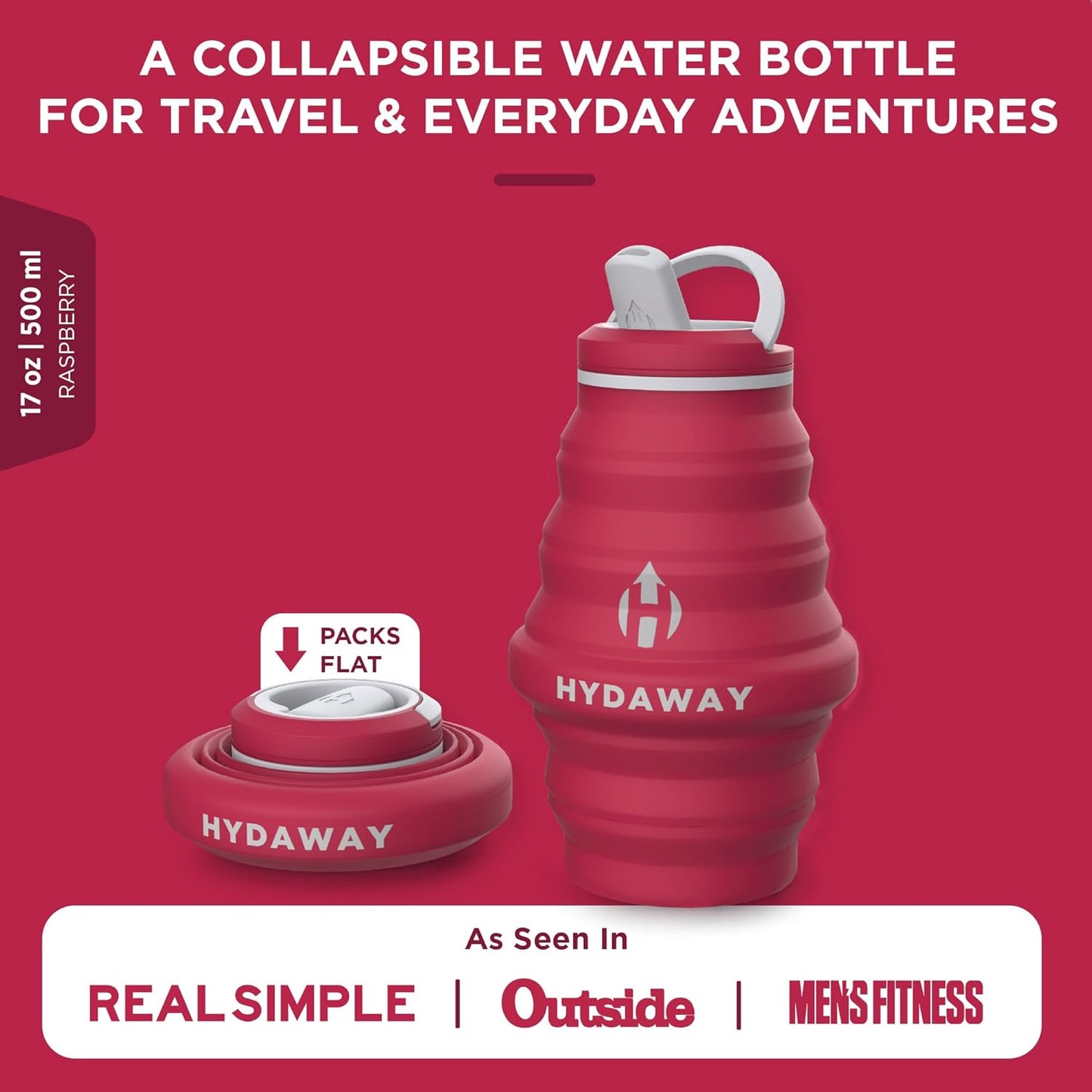 HYDAWAY 17oz Collapsible Water Bottle - BPA-Free, Leakproof, Lightweight, and Space-Saving - Perfect for Travel, Hiking, and Everyday Hydration