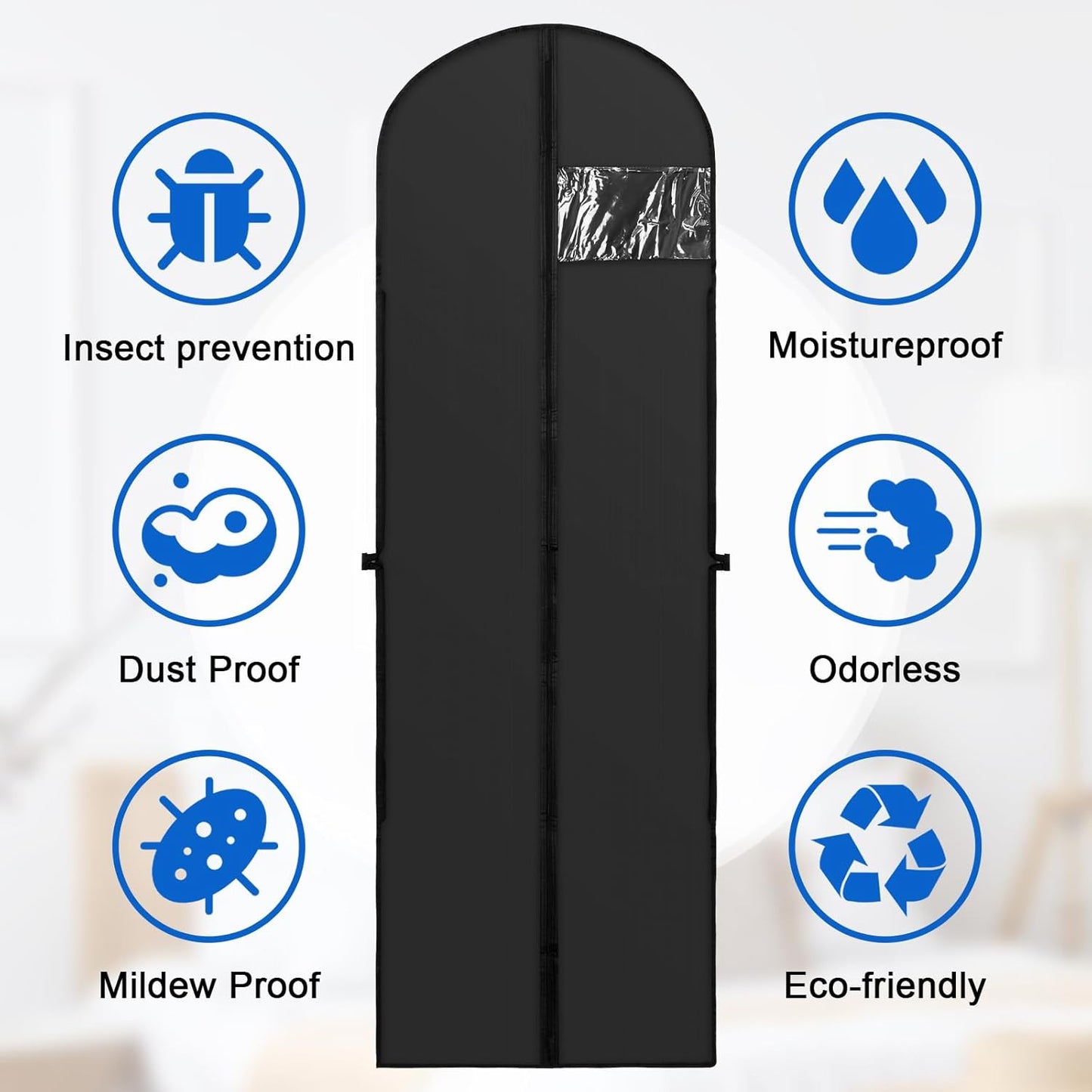 70" Long Garment Bags for Travel Dress, 2 Pack Dress Bags for Gowns, Garment Bag for Long Dress, Closet Wardrobe Bags for Gowns Tuxedos, Black