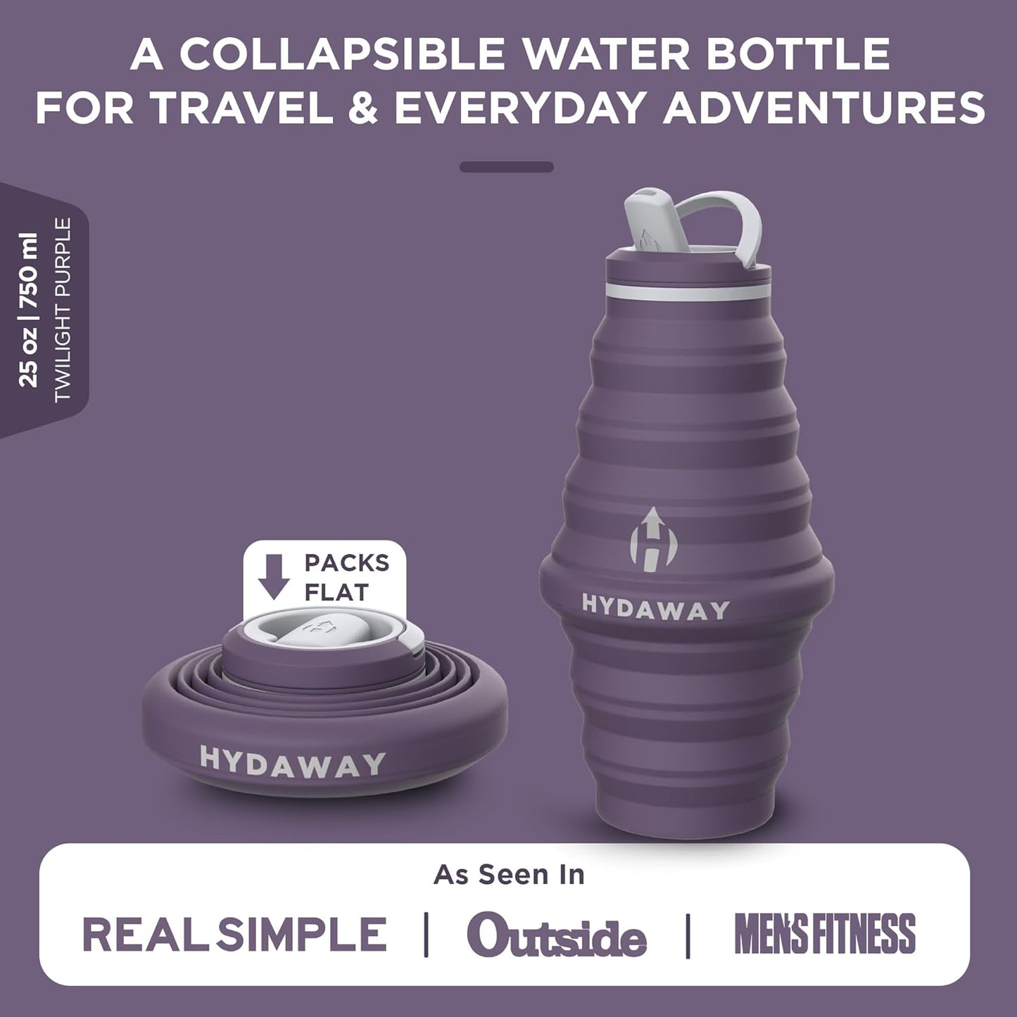 HYDAWAY 25oz Collapsible Water Bottle - BPA-Free, Leakproof, Lightweight, and Space-Saving - Perfect for Hiking, Travel, and All-Day Hydration