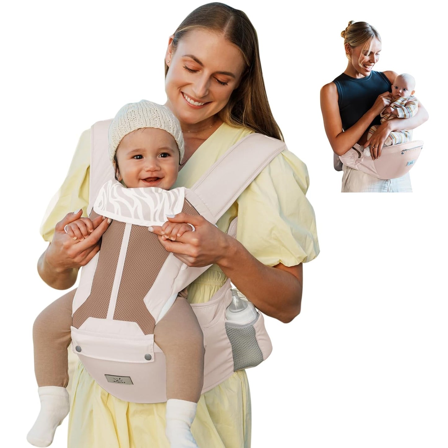 Baby Carrier Newborn to Toddler, 6-in-1 Baby Carrier, Adjustable Detachable Infant Baby Hip Seat Carrier for 7-50lbs