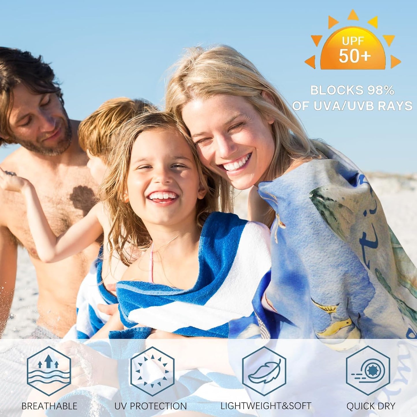 PY SUPER MODE 2 Pack Beach Towel - 75 x 35 inches Quick Dry Microfiber Beach Towels Oversized, Lightweight Soft and Absorbent Suitable for Swimming Pool Camping for Adults