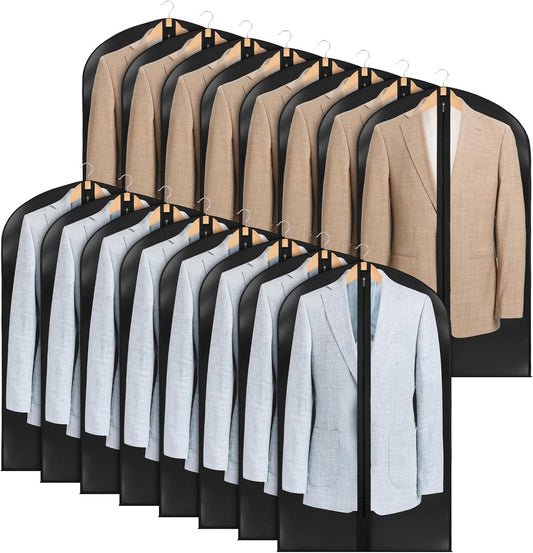 Zilink 43" Garment Bags for Hanging Clothes Clear Suit Bags for Closet Storage Garment Covers for Suits, Coats, Jackets, 16-Pack