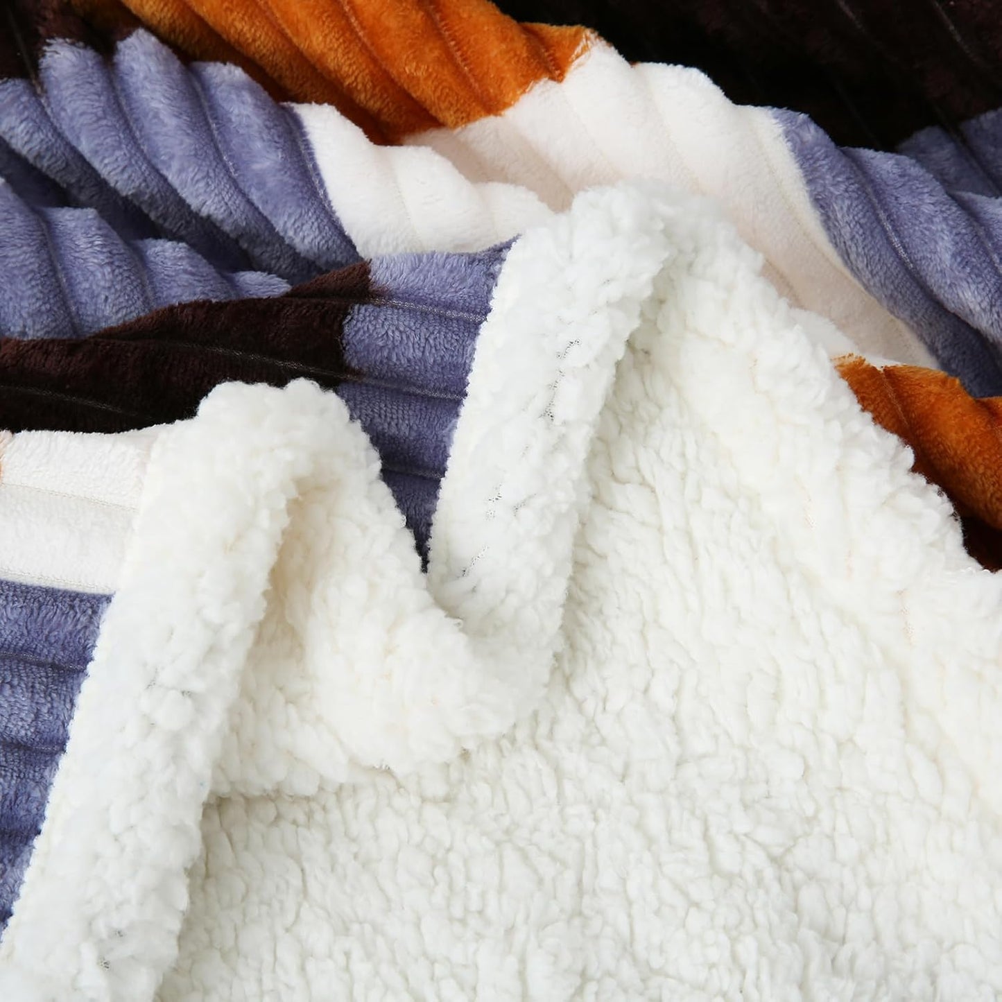 PU MEI Sherpa Blanket Twin Plaid Thick Bed Blanket, 80”*90” Super Soft Flannel Fuzzy Fleece Reversible Velvet Plush Warm Blanket for Couch (Brown Orange Check)