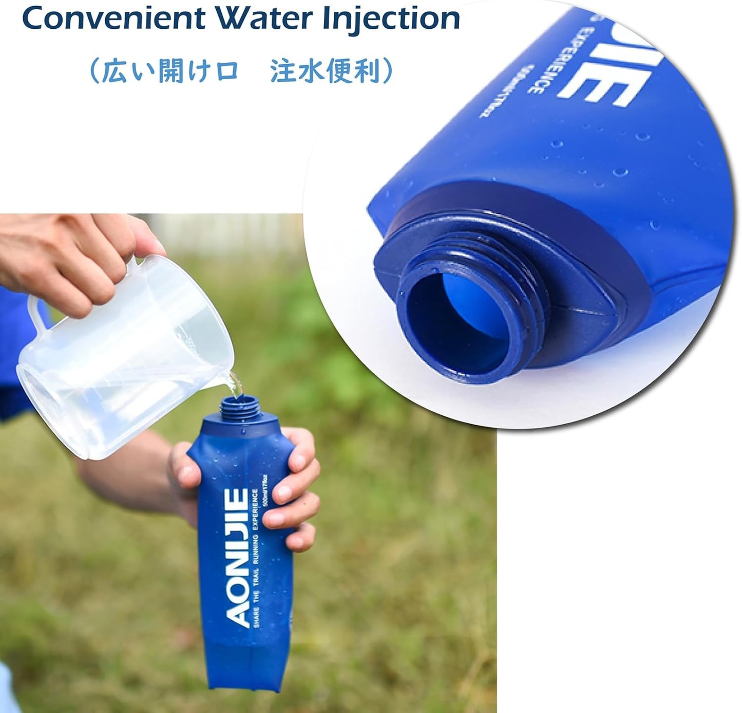 TRIWONDER TPU Soft Folding Water Bottles BPA-Free Collapsible Flask for Hydration Pack - Ideal for Running Hiking Cycling Climbing (500ml/16.9oz)