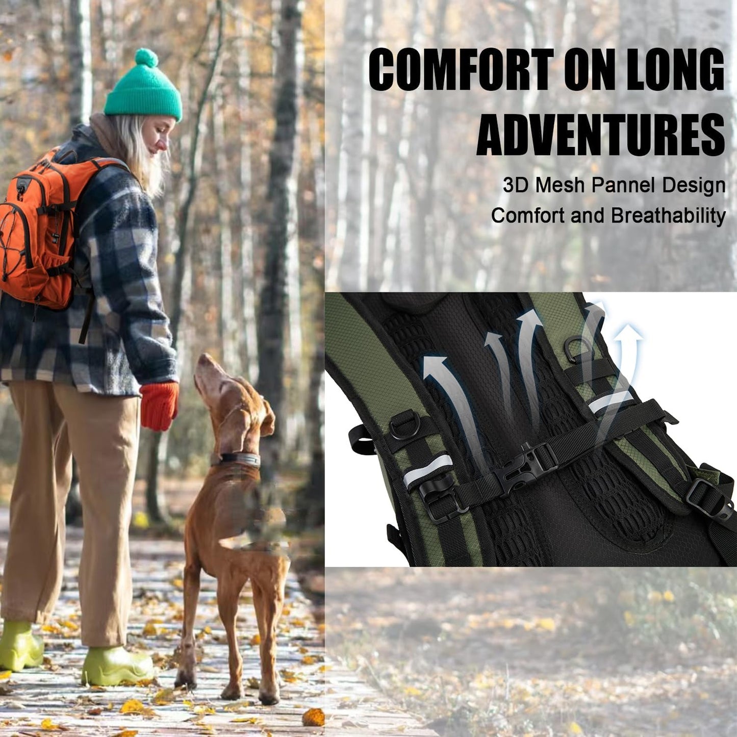 Hydration Backpack Pack with 2L Water Bladder 18L Hiking Backpack Women Men Lightweight Hydropack Insulated Daypack for Biking, Running, Festival