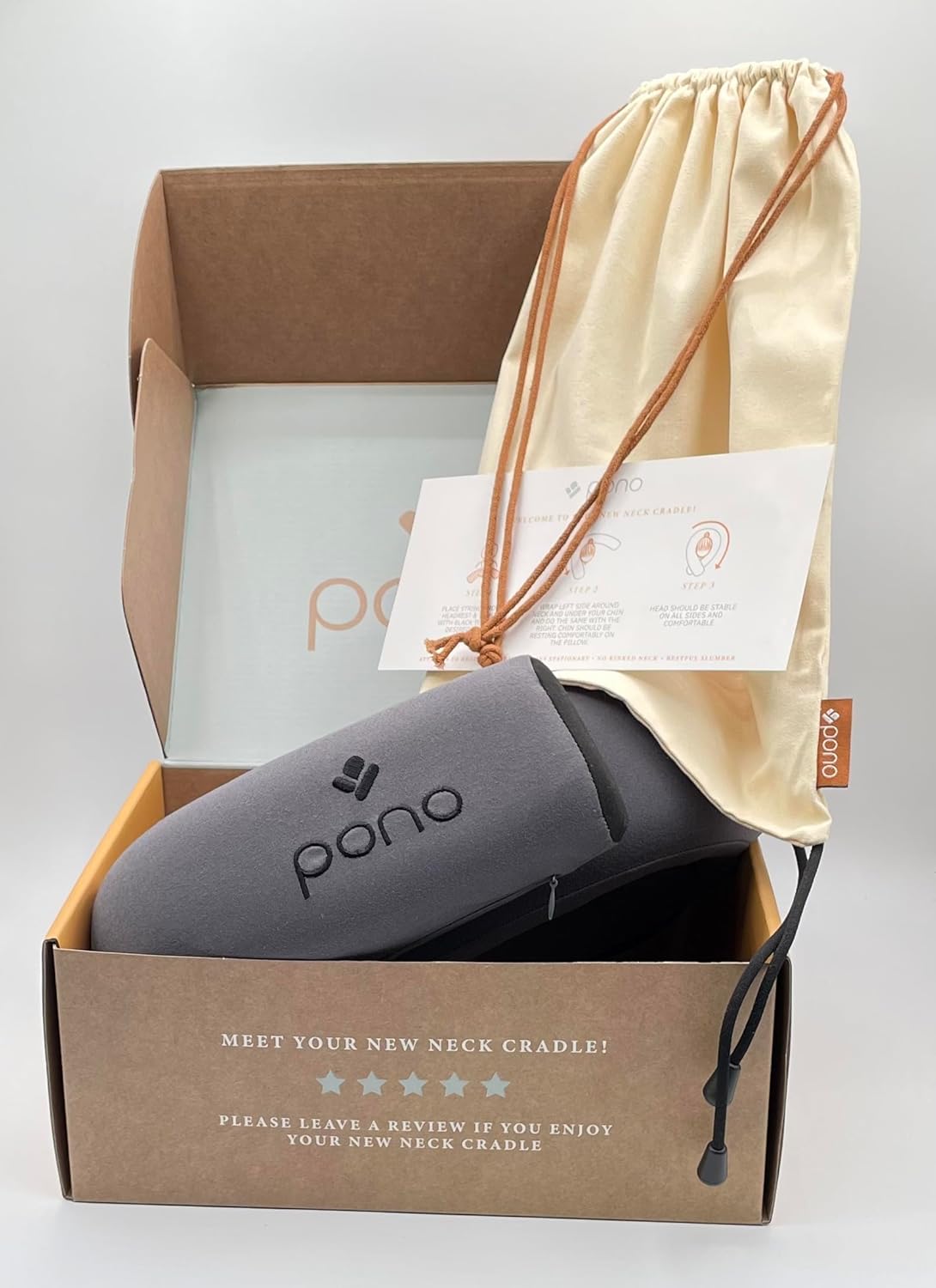 Pono Neck Cradle Travel Pillow: Memory Foam, Ergonomic 360° Adjustable Support, Prevents Neck Pain/Head Nods. Infinity Shape Fits All Adults. Foldable Design for Easy Portability (Twilight Slate)