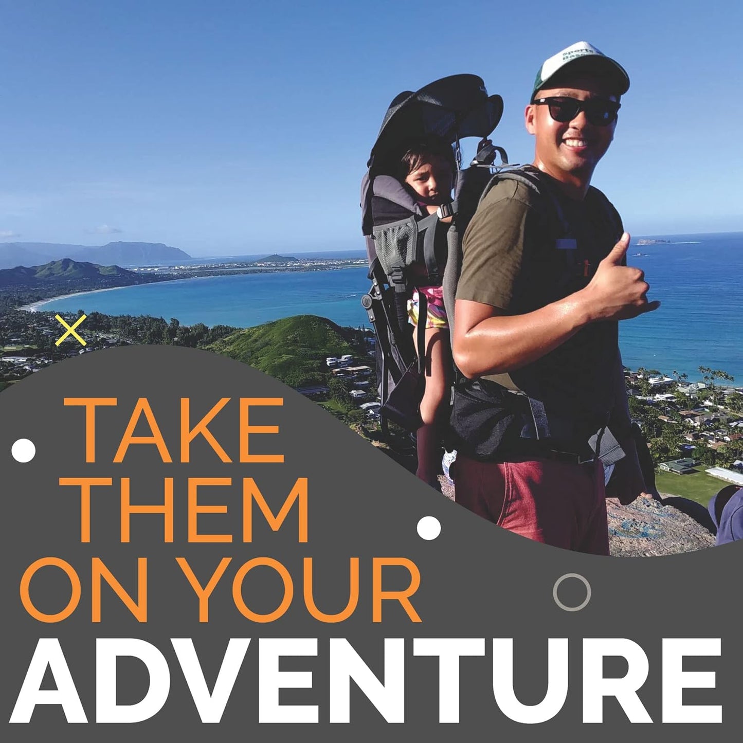 2-in 1 Baby Backpack Carrier - Ergonomic Toddler Hiking/Baby Hiking Backpack Carrier with Removable Bag, Diaper Change Pad, Insulated Pocket + Rain and Sun Hood to Protect Your Child