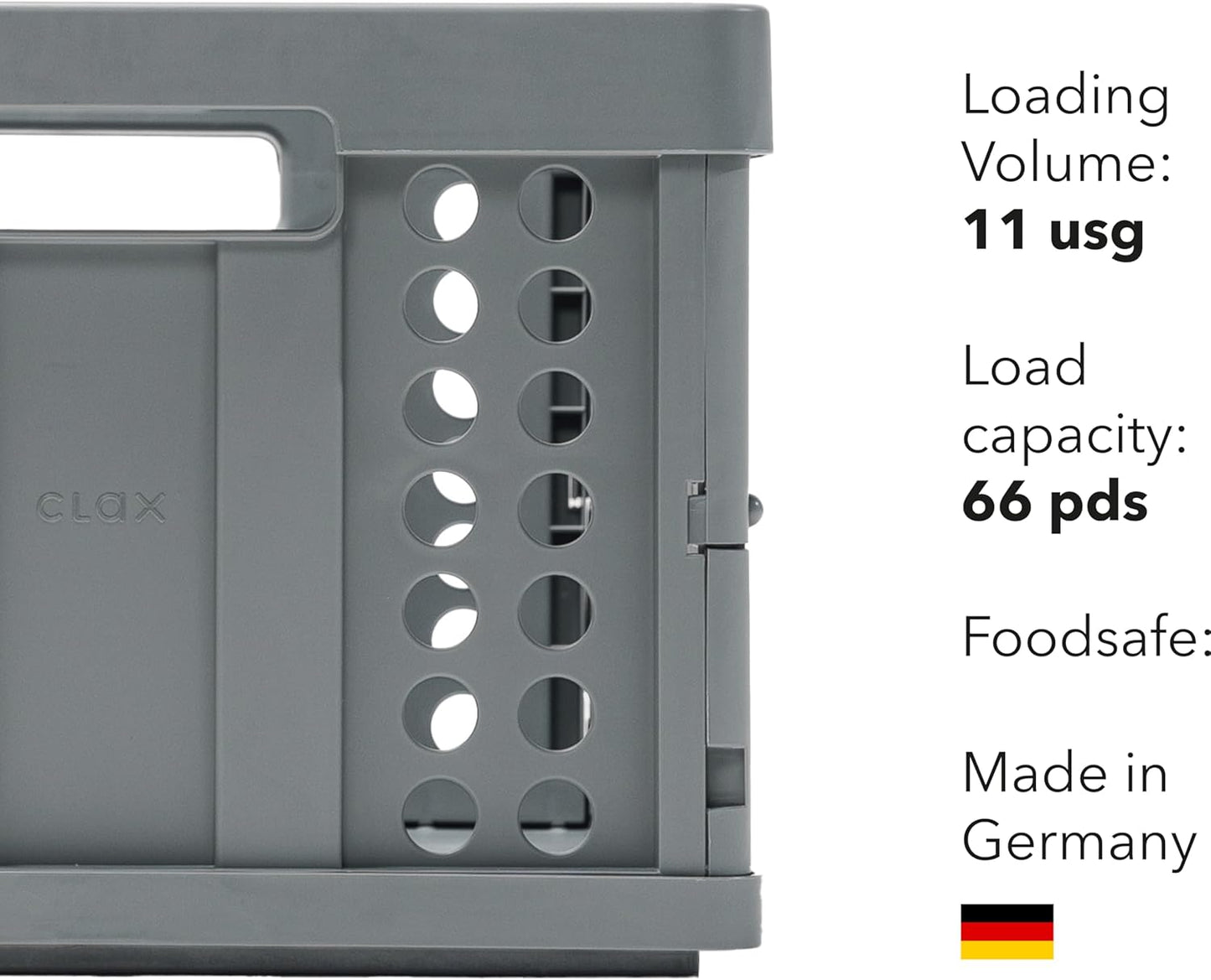 Clax® crate | folding box | basket | 48 qt (12 gal) | grey