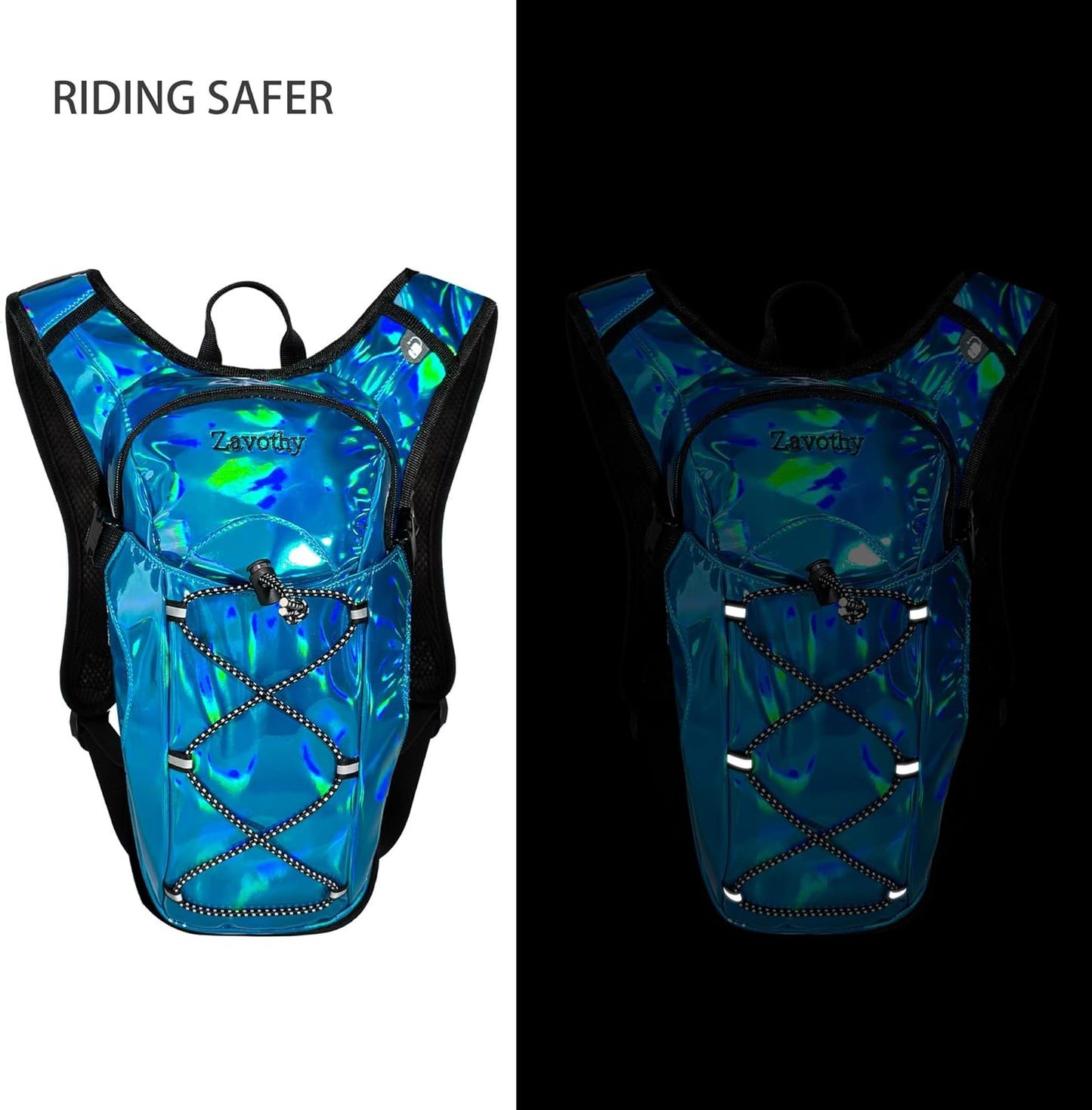 Reflective Hydration Backpack, Hydration Pack - Water Backpack with 2L/3L Hydration Bladder, Essential for Festivals - Rave Hydration Pack for Hiking, Running, Cycling, and Festivals