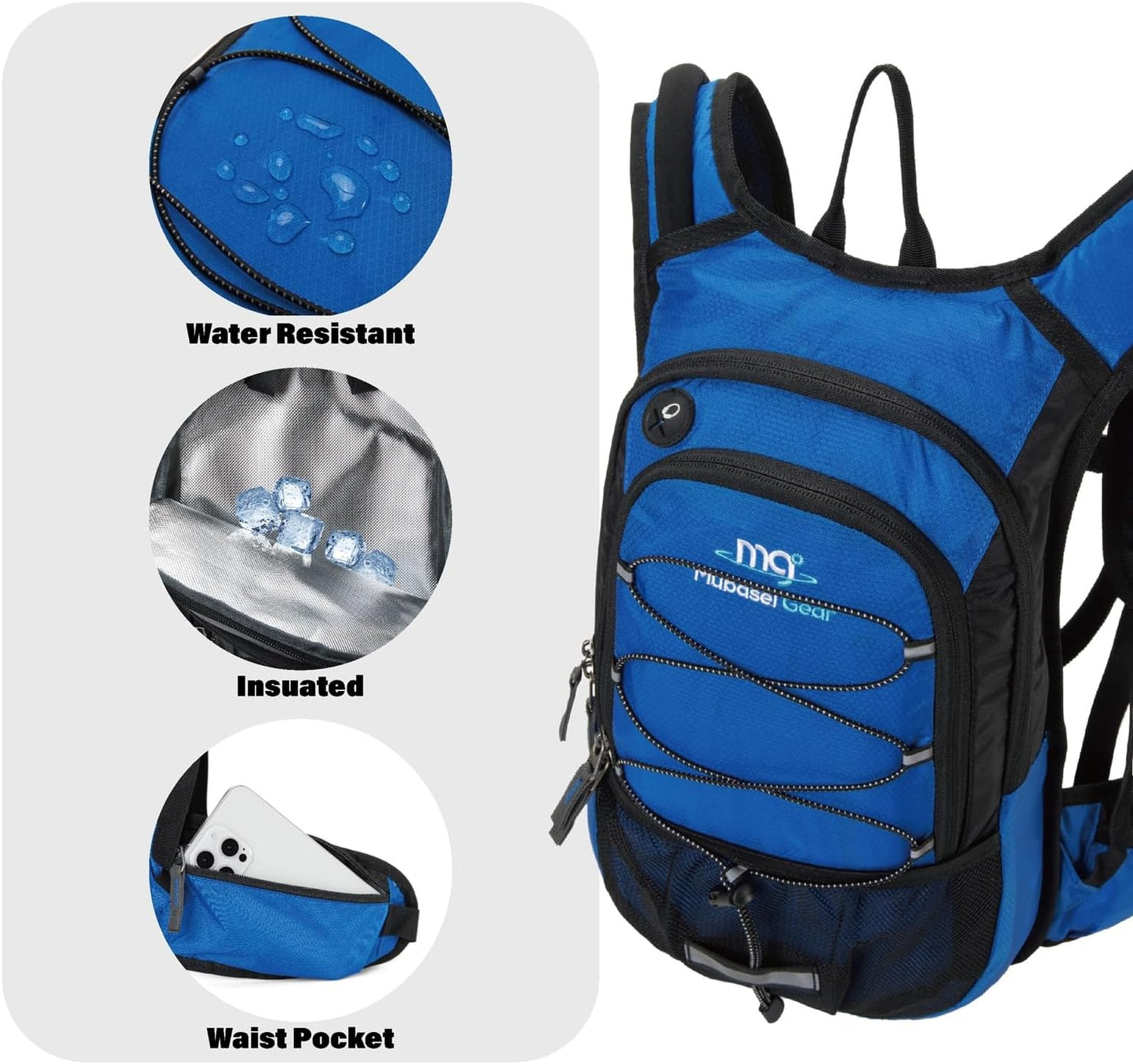 15L Insulated Hydration Backpack Pack with 2L Water Bladder Lightweight Hiking Backpack Bag for Women Men Daypack for Hiking Running Festival Camping Biking