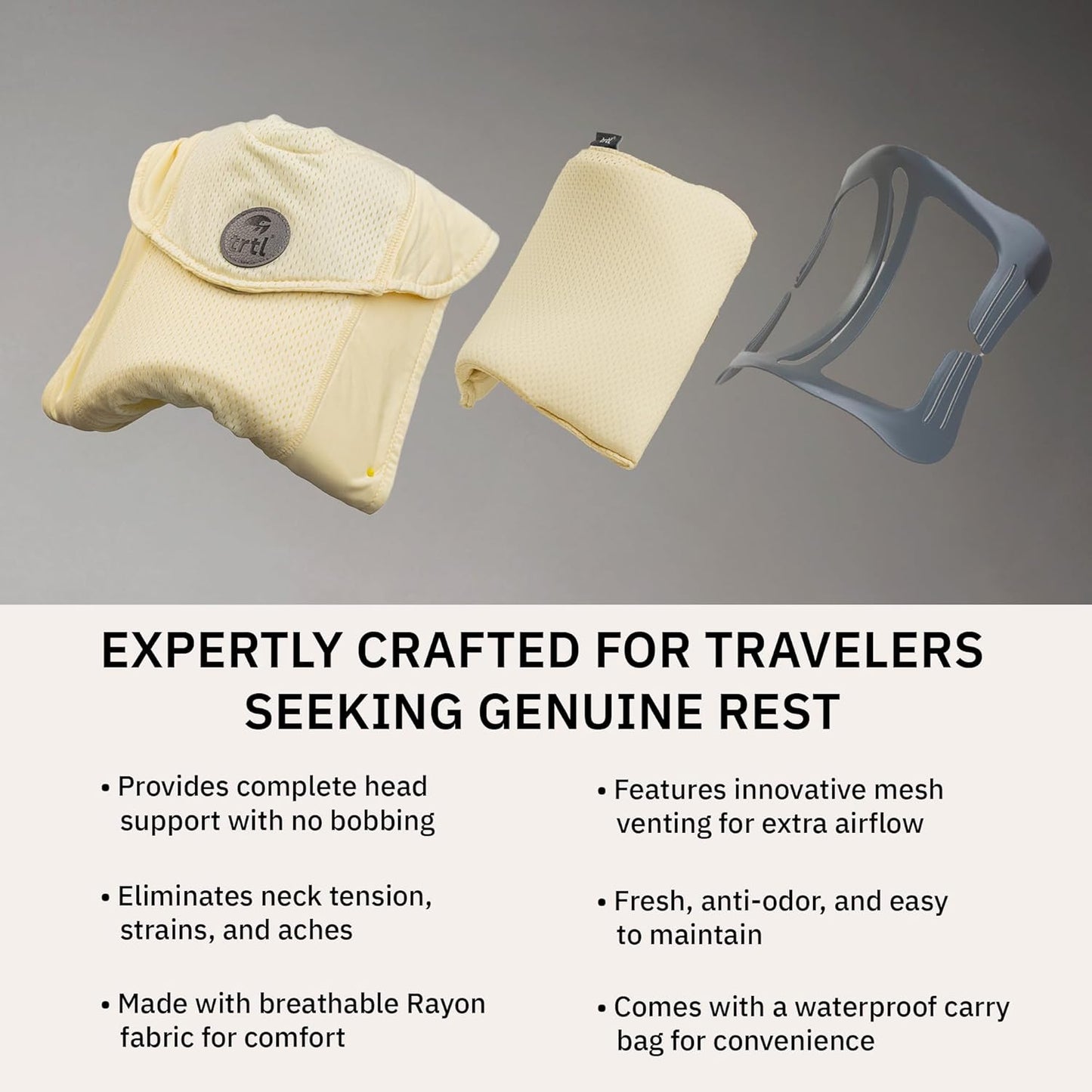 trtl Travel Pillow Cool for Neck Support - Cooling Plane Neck Pillow - with Breathable Fabric - Lightweight and Easy to Carry - Sorbet Yellow